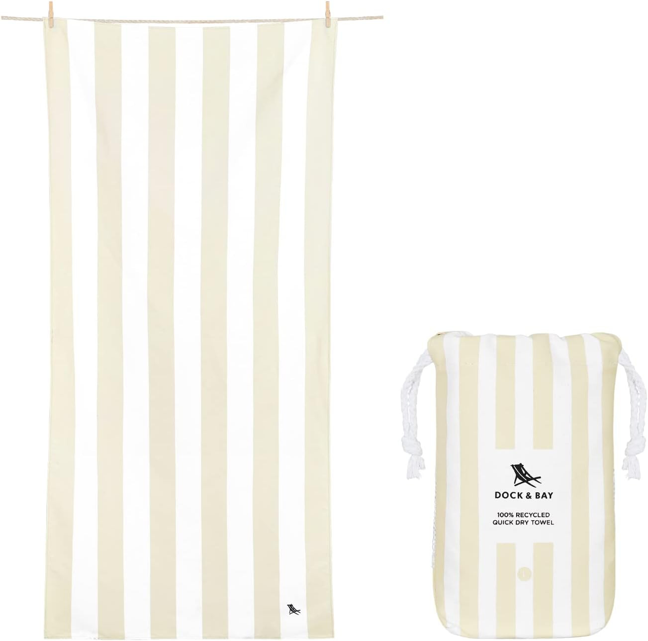 Beach Towel - Quick Dry, Sand Free - Compact, Lightweight - 100% Recycled - Incl