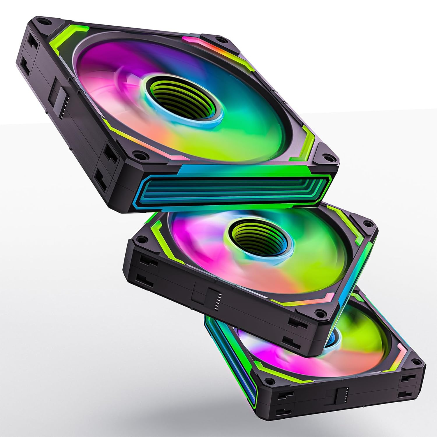 Cosmiq-Black 120Mm PC RGB Fans FDB Computer Case Fans, 5V 3-PIN Connector Daisy 