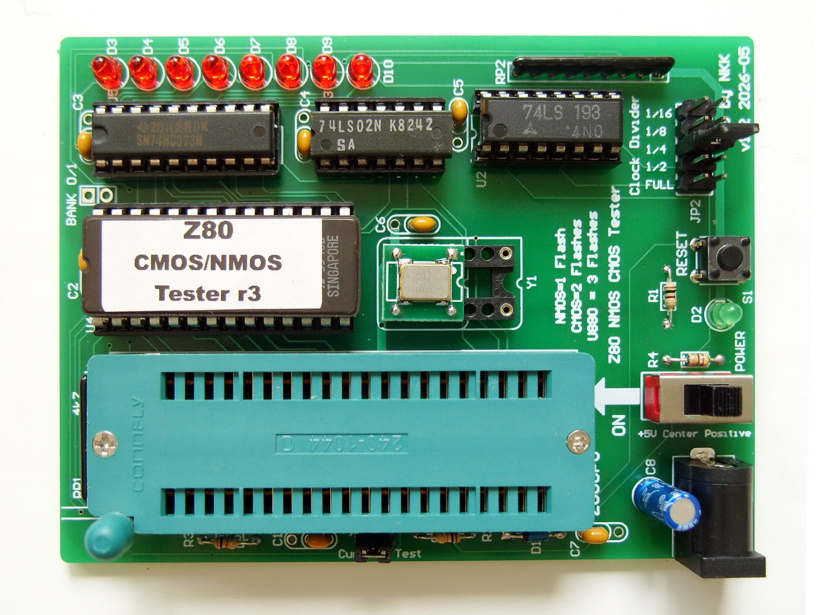 Z80 CPU Tester, CMOS NMOS Variants Checking, Green solder mask