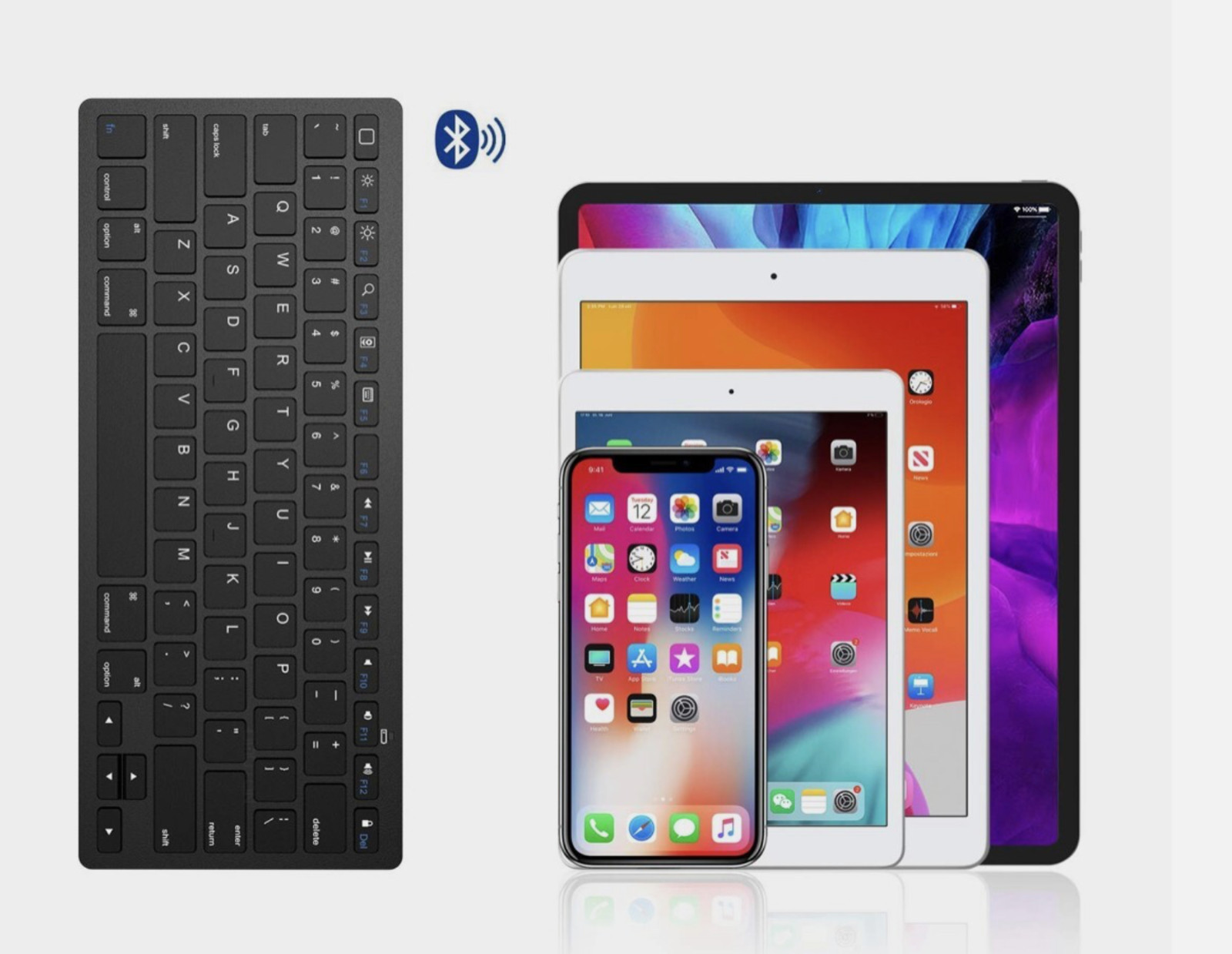 Omoton KB066 Wireless Keyboard Ultra slim Bluetooth Black