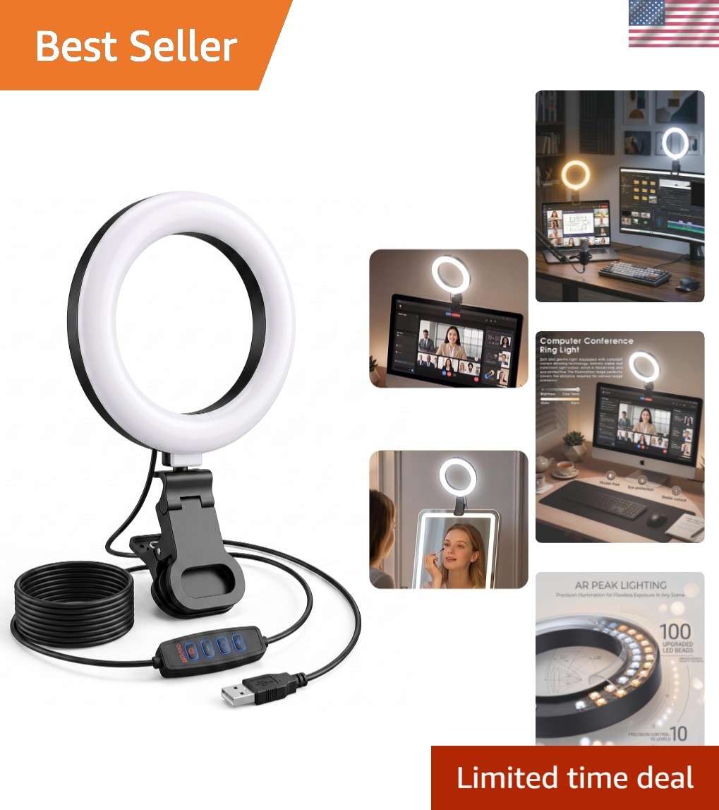 Ring Light for Computer Video Conference - Webcam Light for Monitor Clip On R...