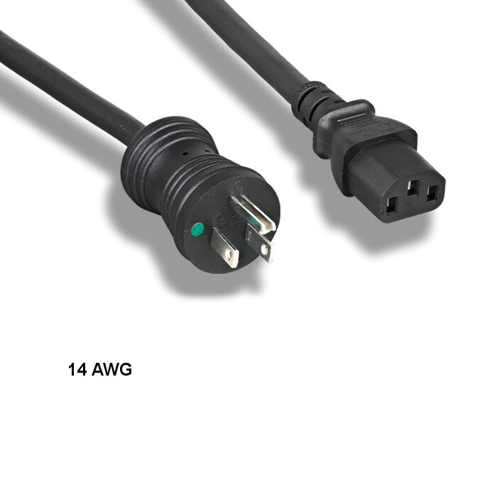 10x 3ft 14 AWG Hospital Grade Power Cable NEMA 5-15P to C13 15A/125V Blk