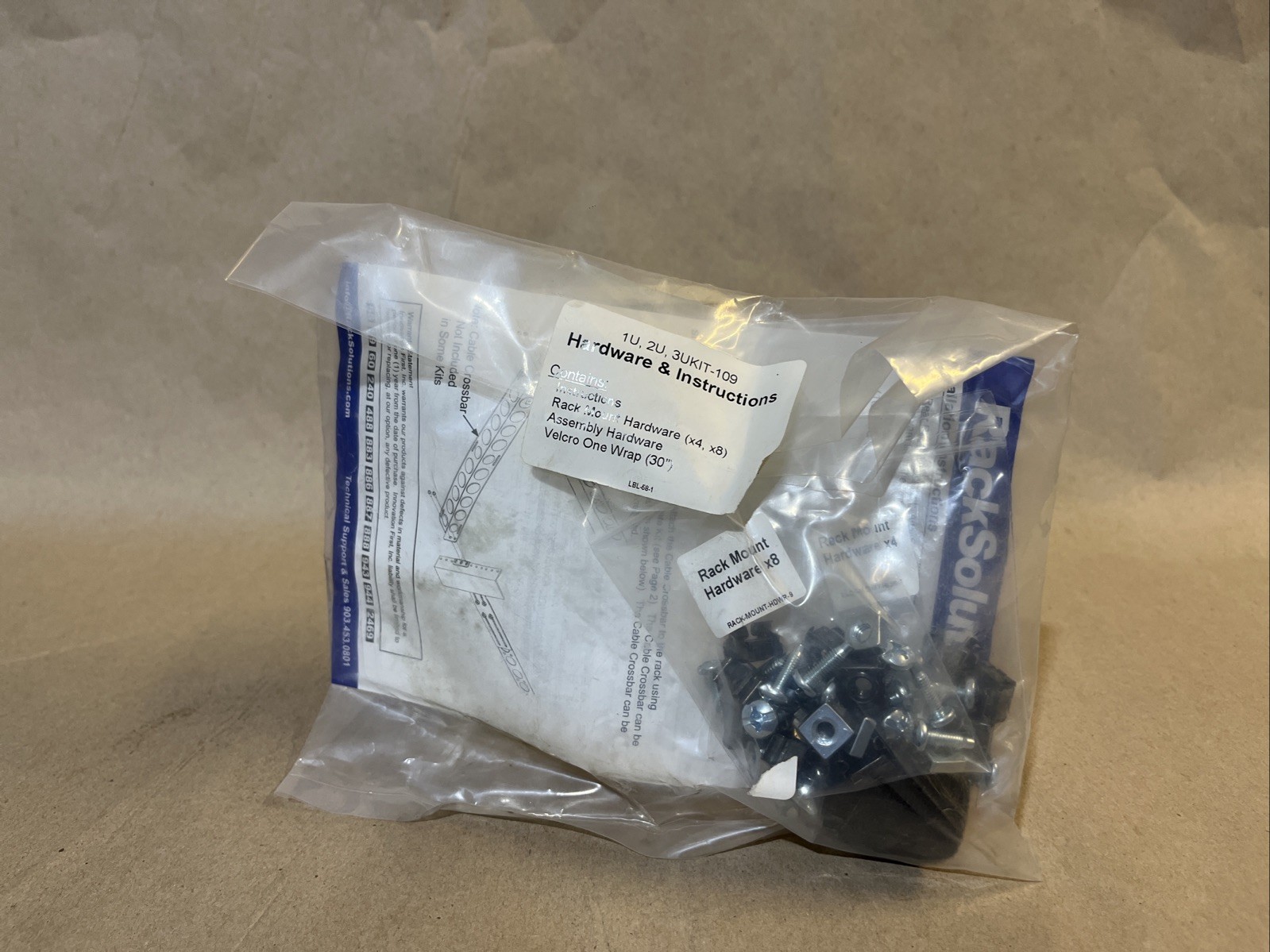 NOB - Rack Solutions 1U 2U 3U Kit-109 Hardware and Instructions