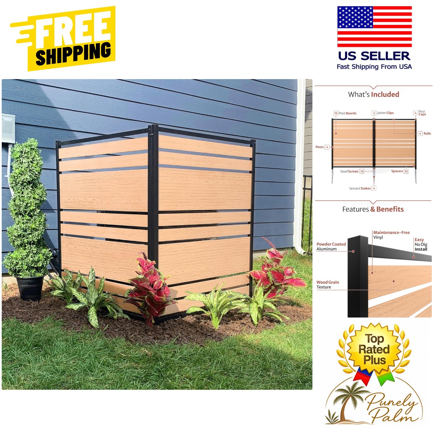 Cedar Vinyl Privacy Screen 48''H x 40''W - Perfect for Creating Outdoor Privacy