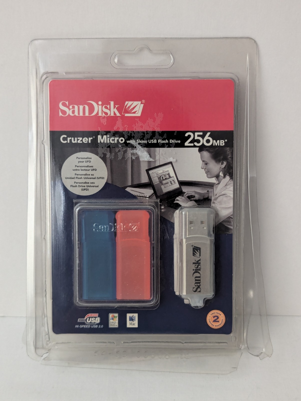 Vintage SanDisk Cruzer Micro 256MB USB Flash Drive w/Two Skins New Sealed RARE