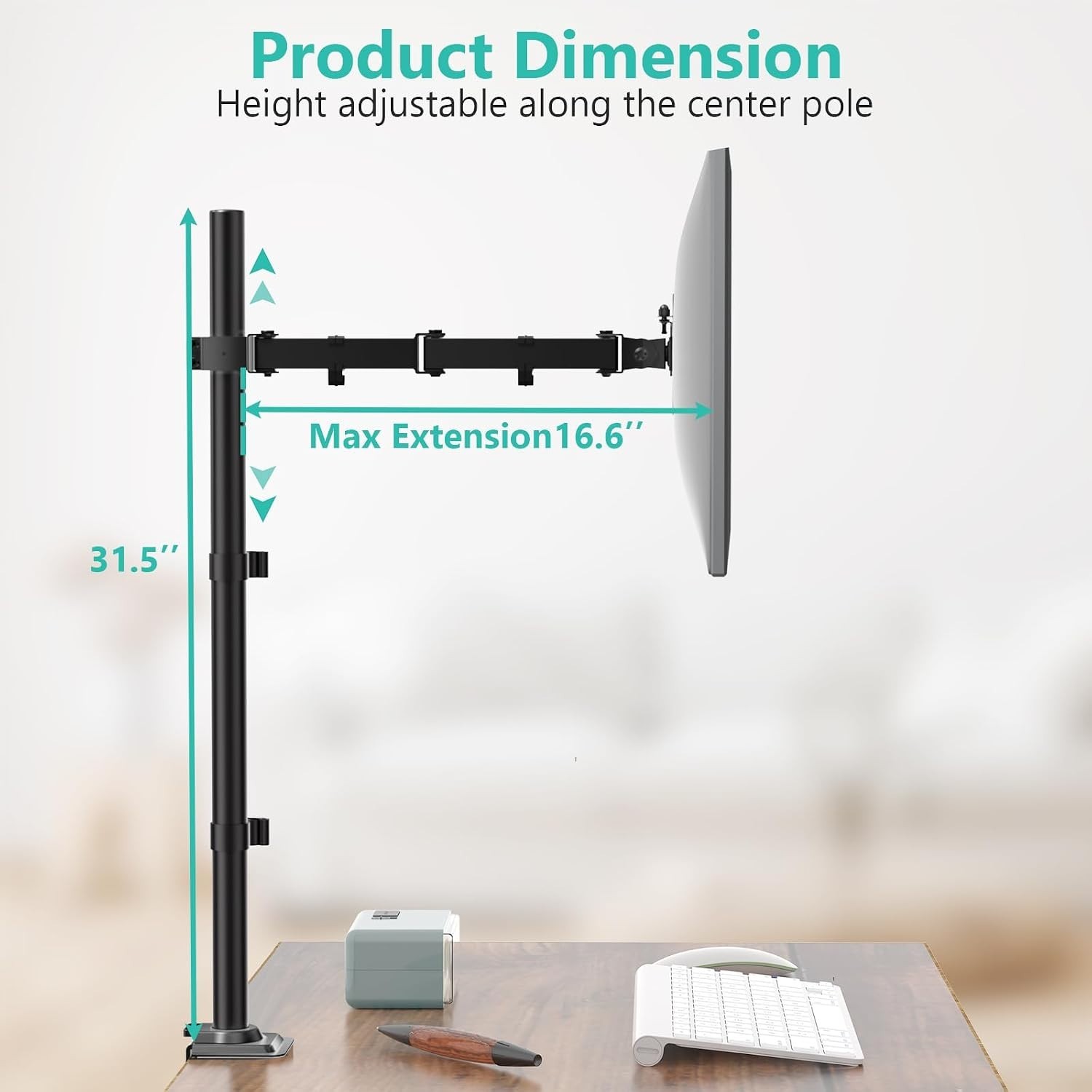 WALI Monitor Arm Mount for Desk Single Extra Tall Computer Desk Mount M001XL NIB