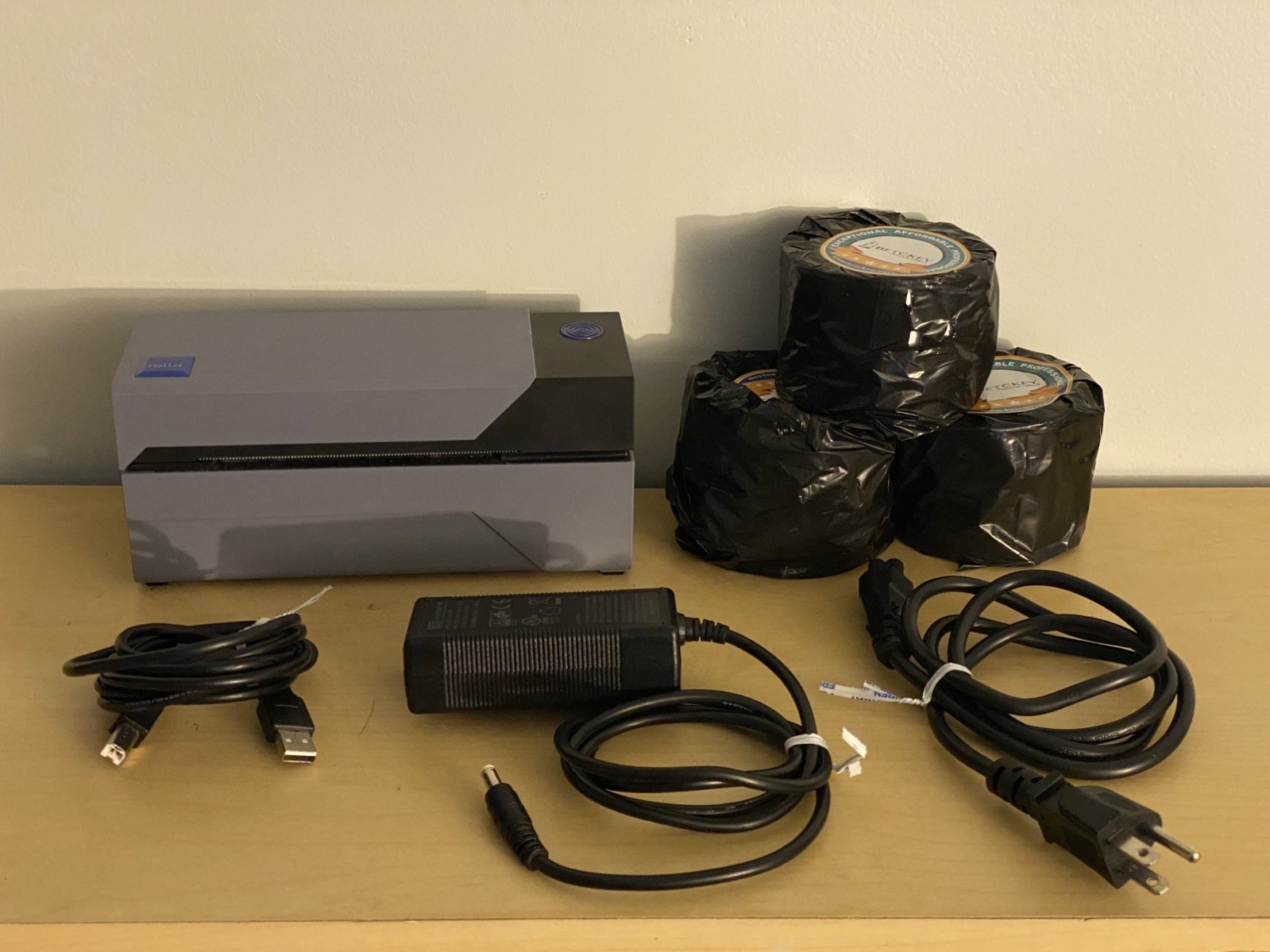 TESTED WORKS Rollo X1038 USB Wired Thermal Shipping Label Printer 4x6 w/ Cables 