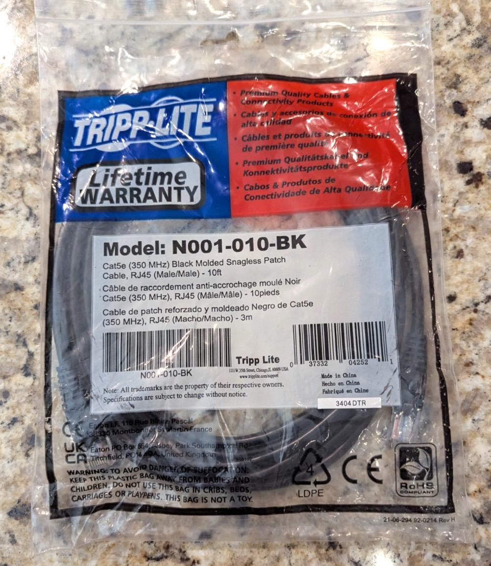 Tripp Lite Cat5e Patch Cable - 1 X Rj-45 Male - 1 X Rj-45 Male - 10ft - Black