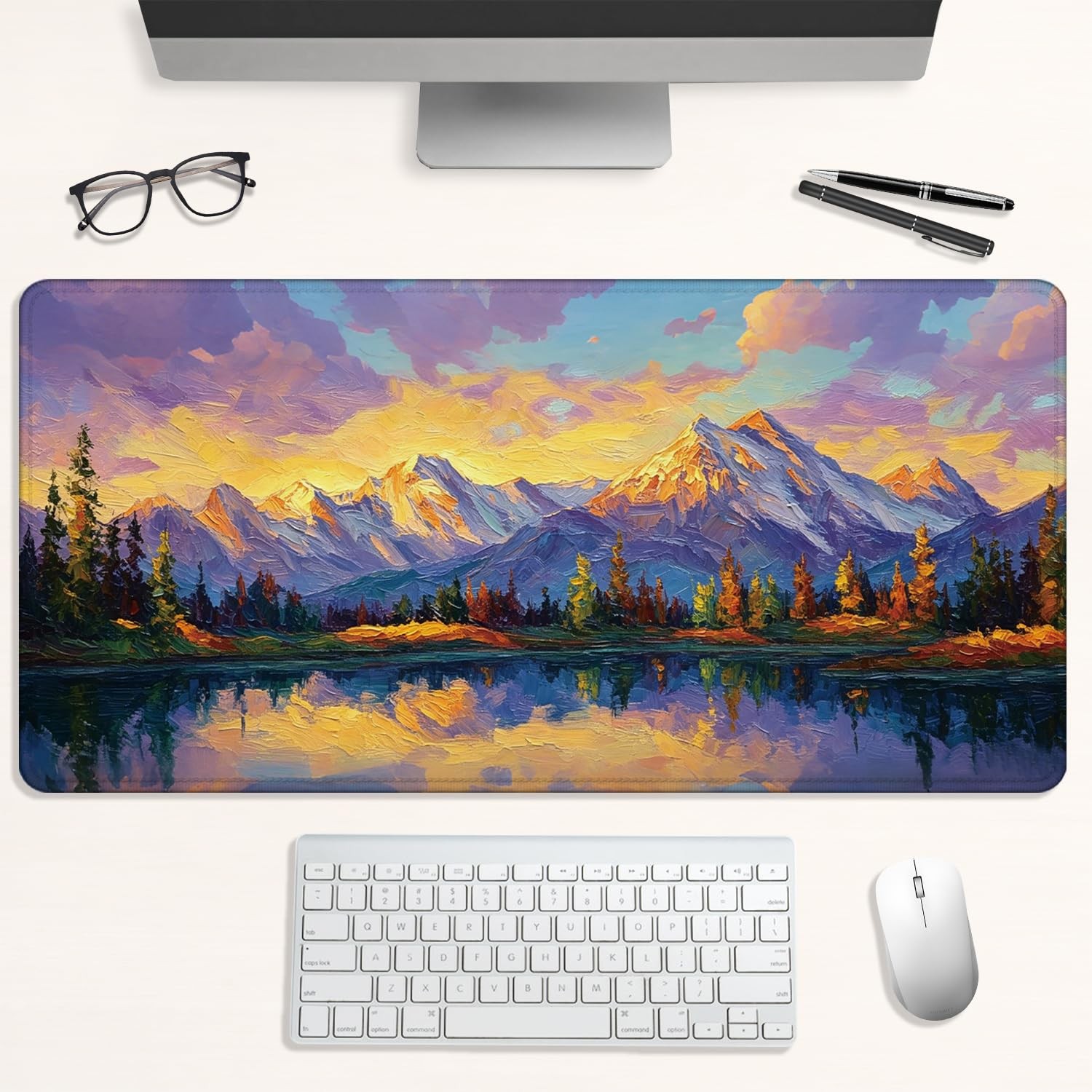31.5x15.7 Inch Colorful Mountain Landscape Large Mouse Pad Desk Extended Mat