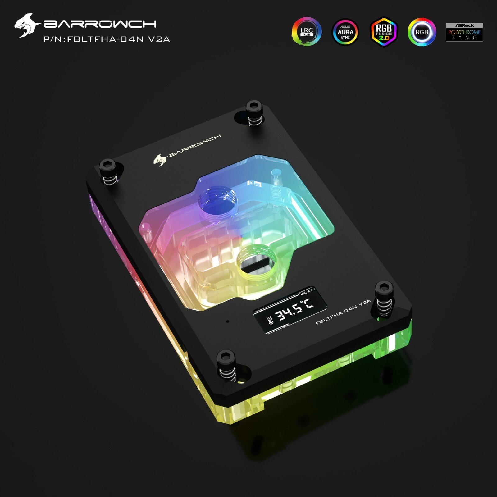 Barrowch CPU Water Block for AMD RYZEN AM4 AM5 Temperature TFT Digital display