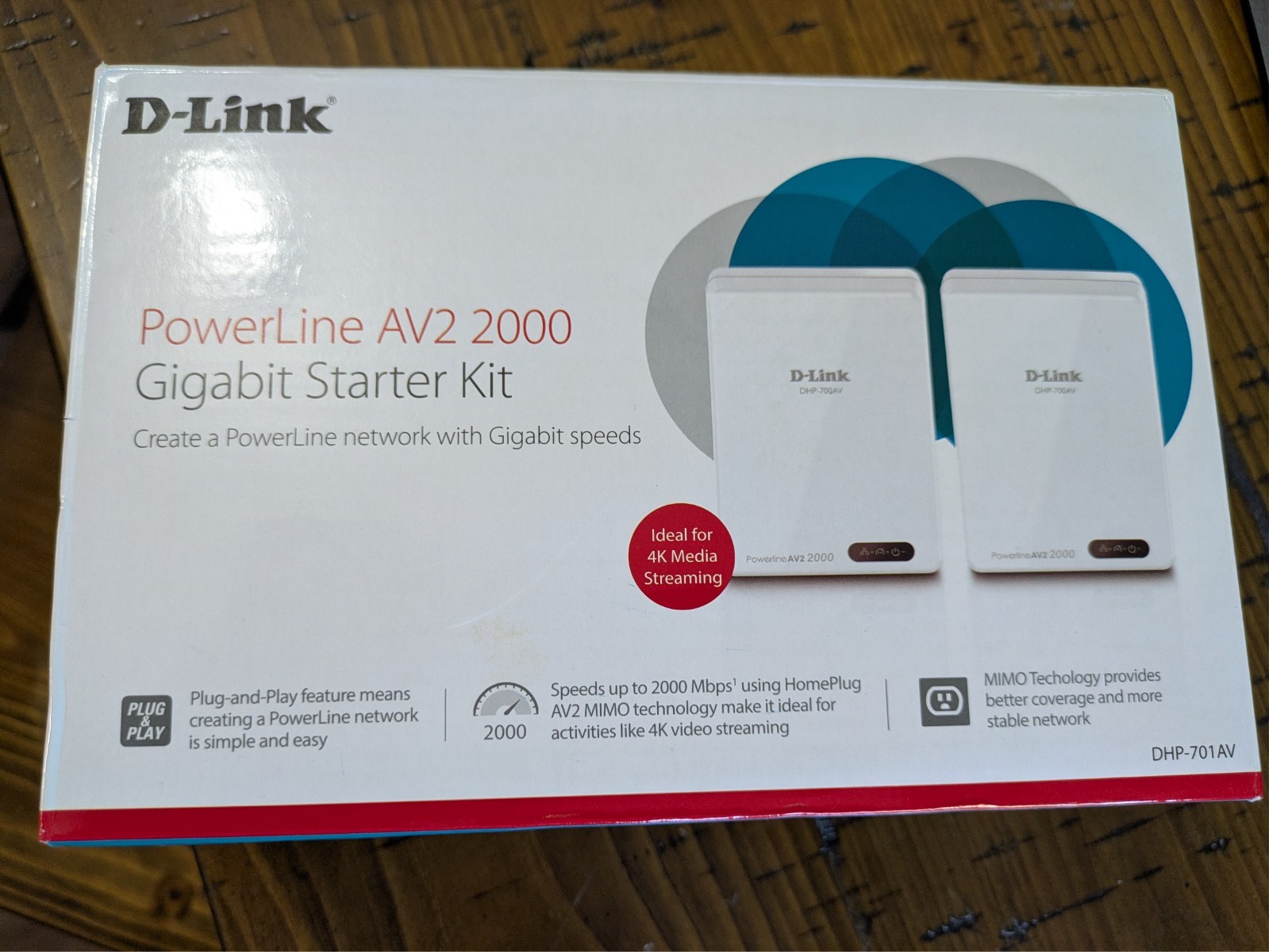 D-Link PowerLine DHP-701AV AV2 2000 Gigabit Starter Kit Ethernet Over Power Line