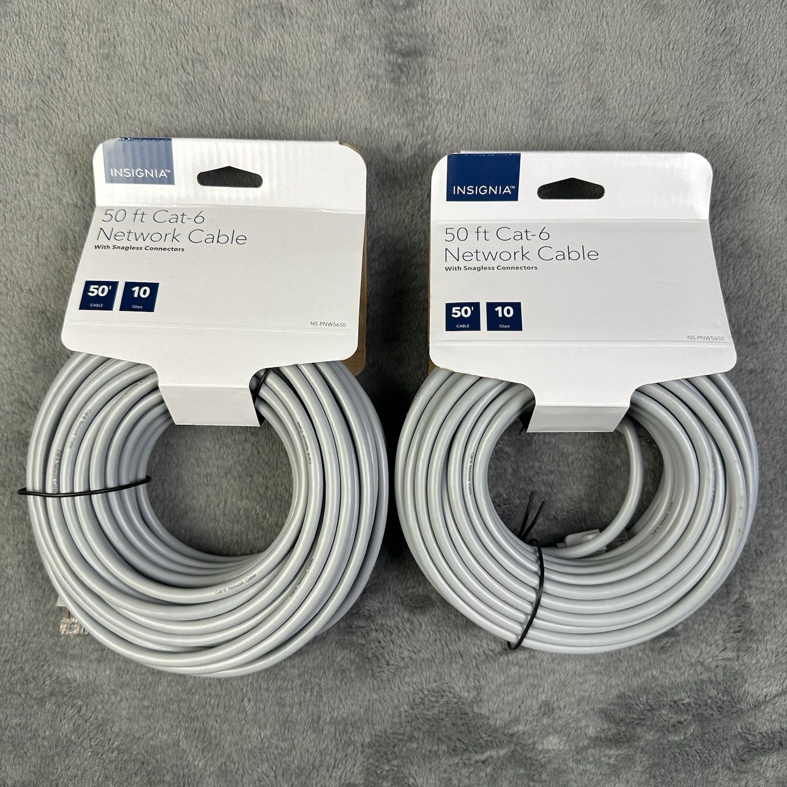 Insignia 50ft Cat-6 Network Cable Ethernet RJ45 - 10Gbps NS-PNW5650 (Lot Of 2)