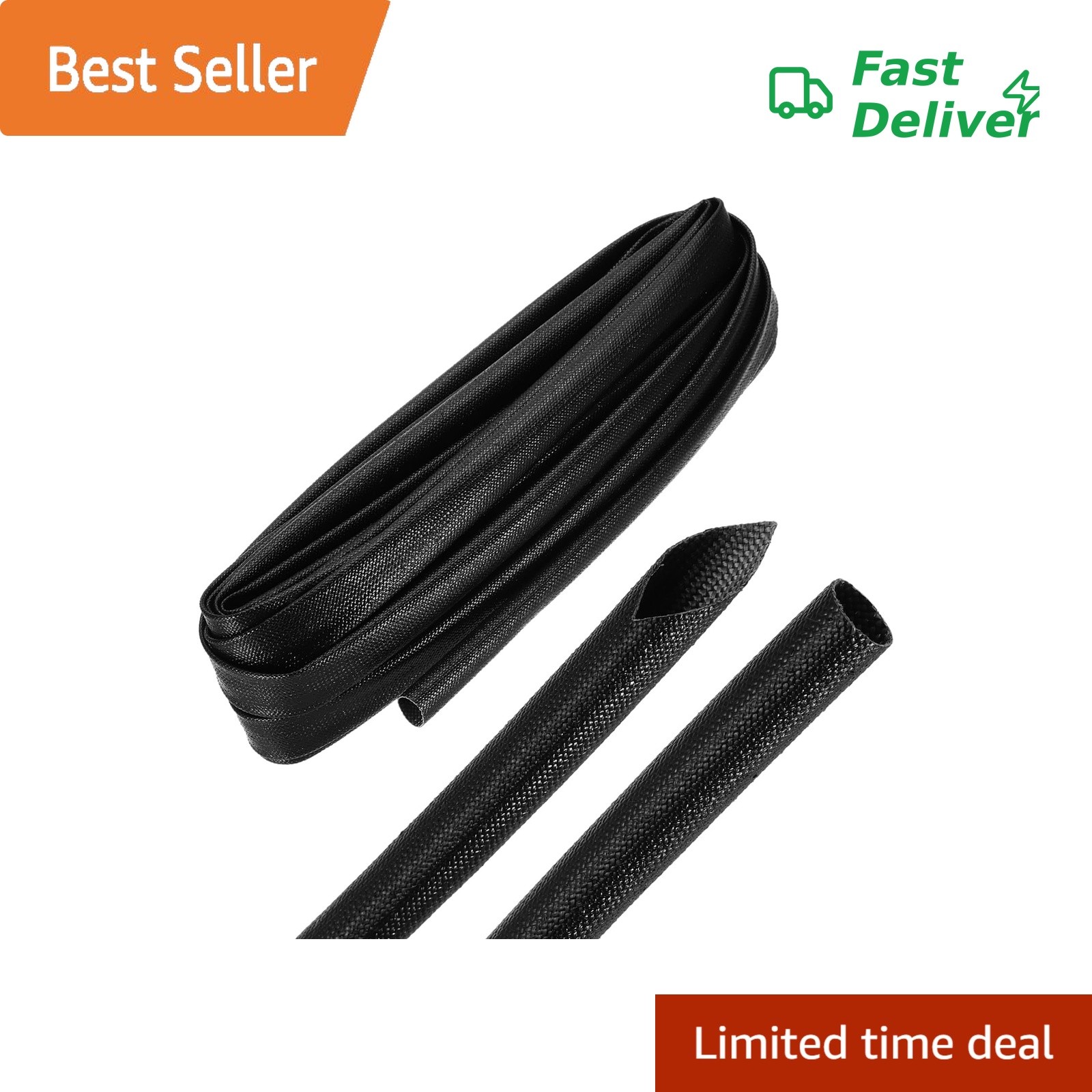 MECCANIXITY Braided Cable Sleeve 20ft, Black