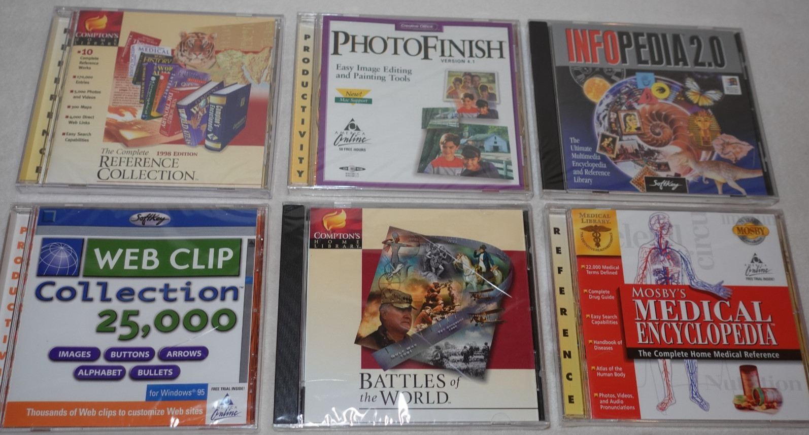 Reference Encyclopedia Battles Web Clip Medical PC 6 Sealed Vintage CD Lot