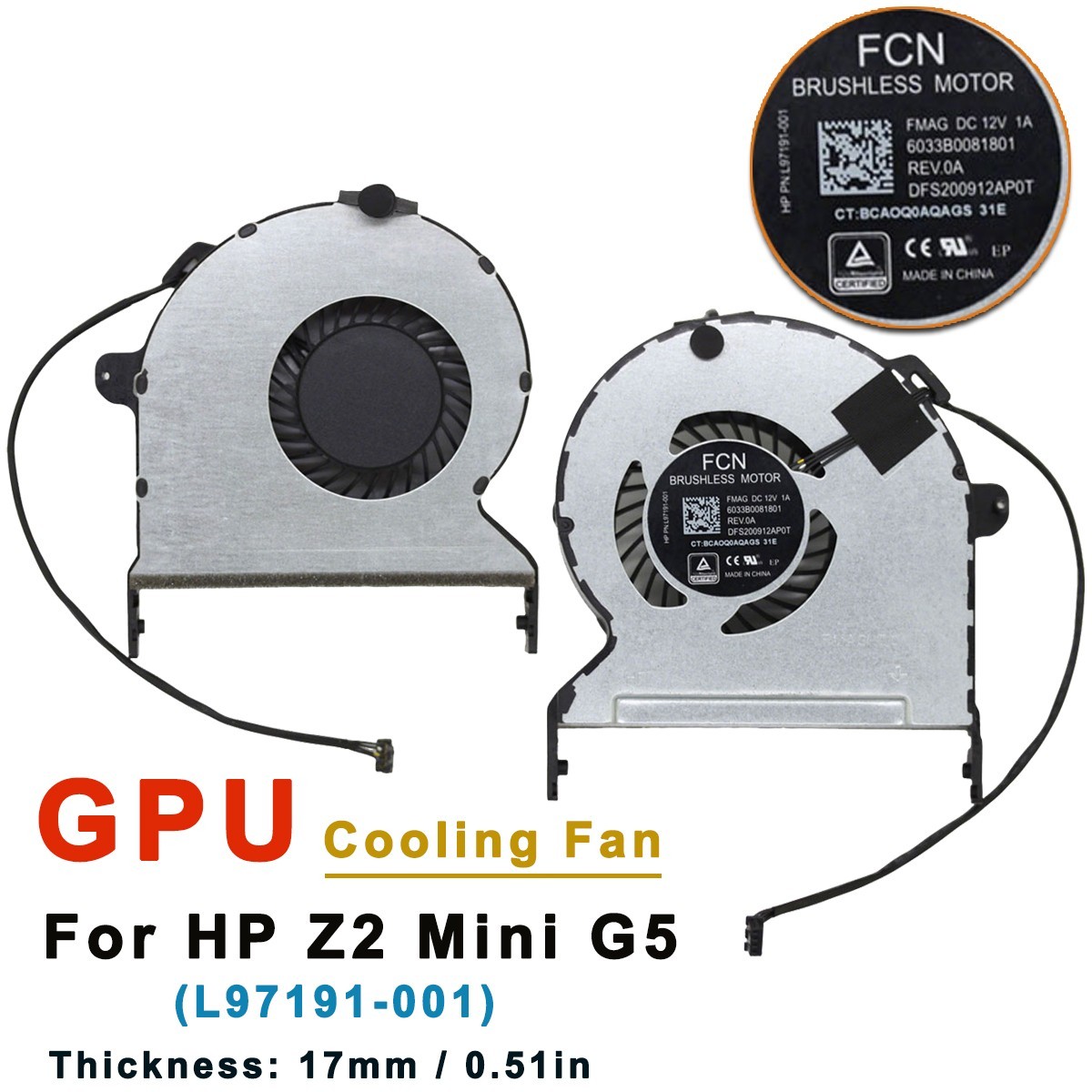 OEM CPU GPU Cooling Fan For HP Z2 Mini G5 L97191-001 DC12V L97185-001 M40057-001