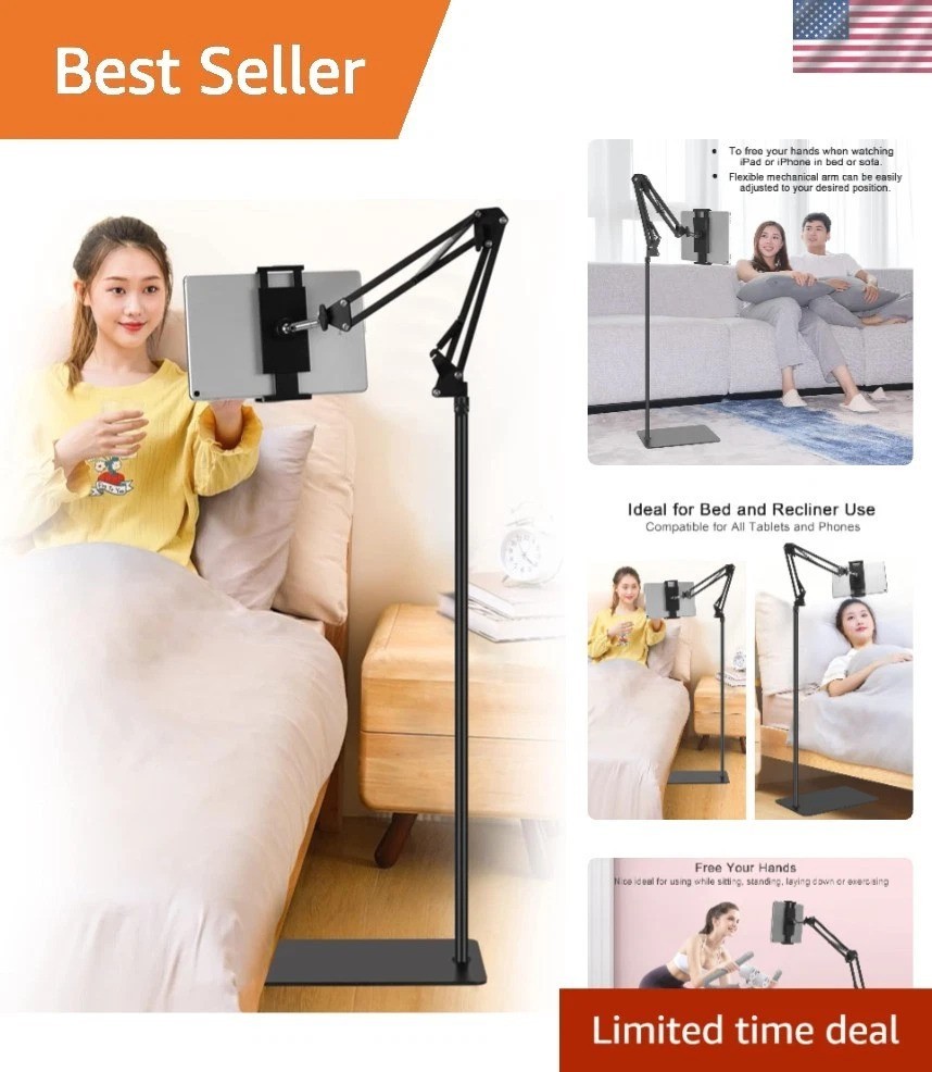 Robust Tablet Floor Stand - 27.5 to 53" Adjustable Height for Hands-Free Use