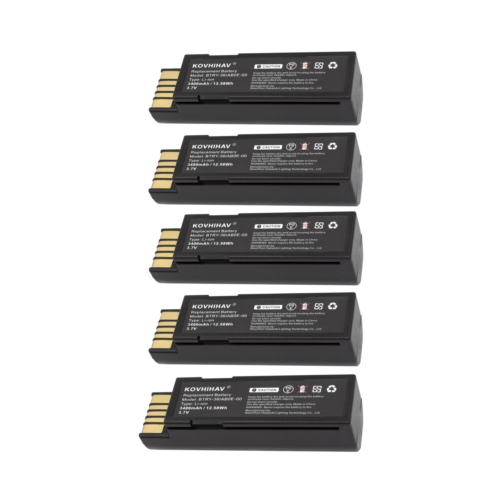 5-Pack Upgrade BTRY-36IAB0E-00 Barcode Scanner Battery Compatible with DS3678...