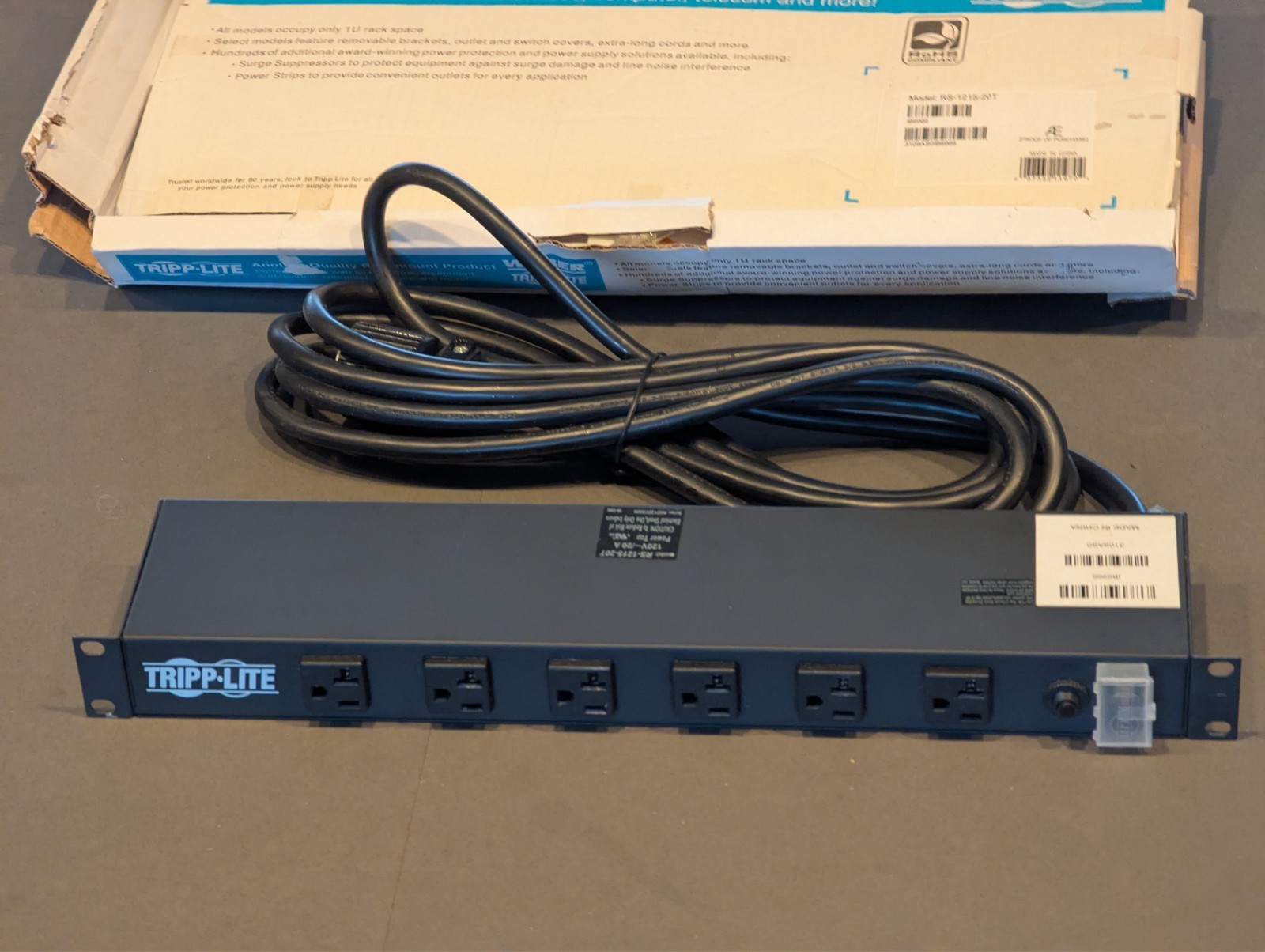 Tripp Lite Rs-1215-20T Power Strip, Surge, Rack Mounted, 5-15R, L5-20P, 15 Ft.