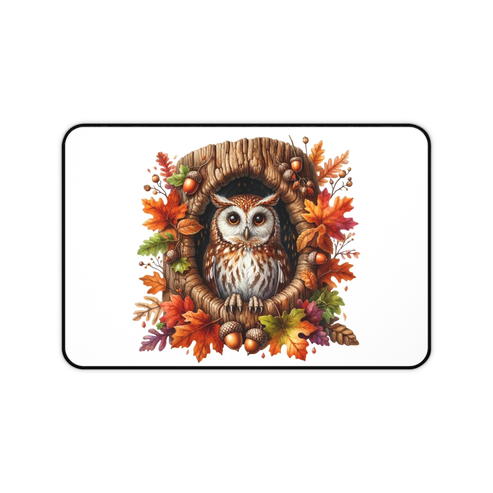 Owl Desk Mat AOP Autumn Owl Fall Leaves Spooky Gothic Decor