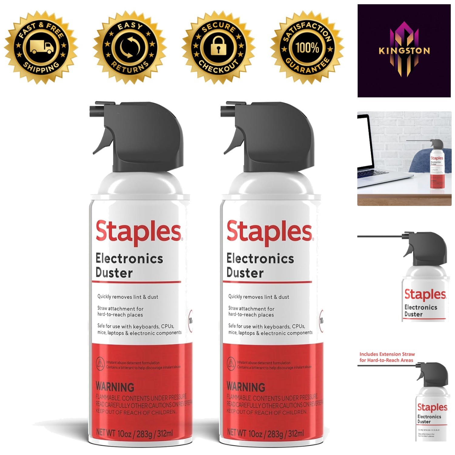 Safe & Effective Compressed Air Duster, 10 Oz Cans, 2-Pack - Dust Removal Expert
