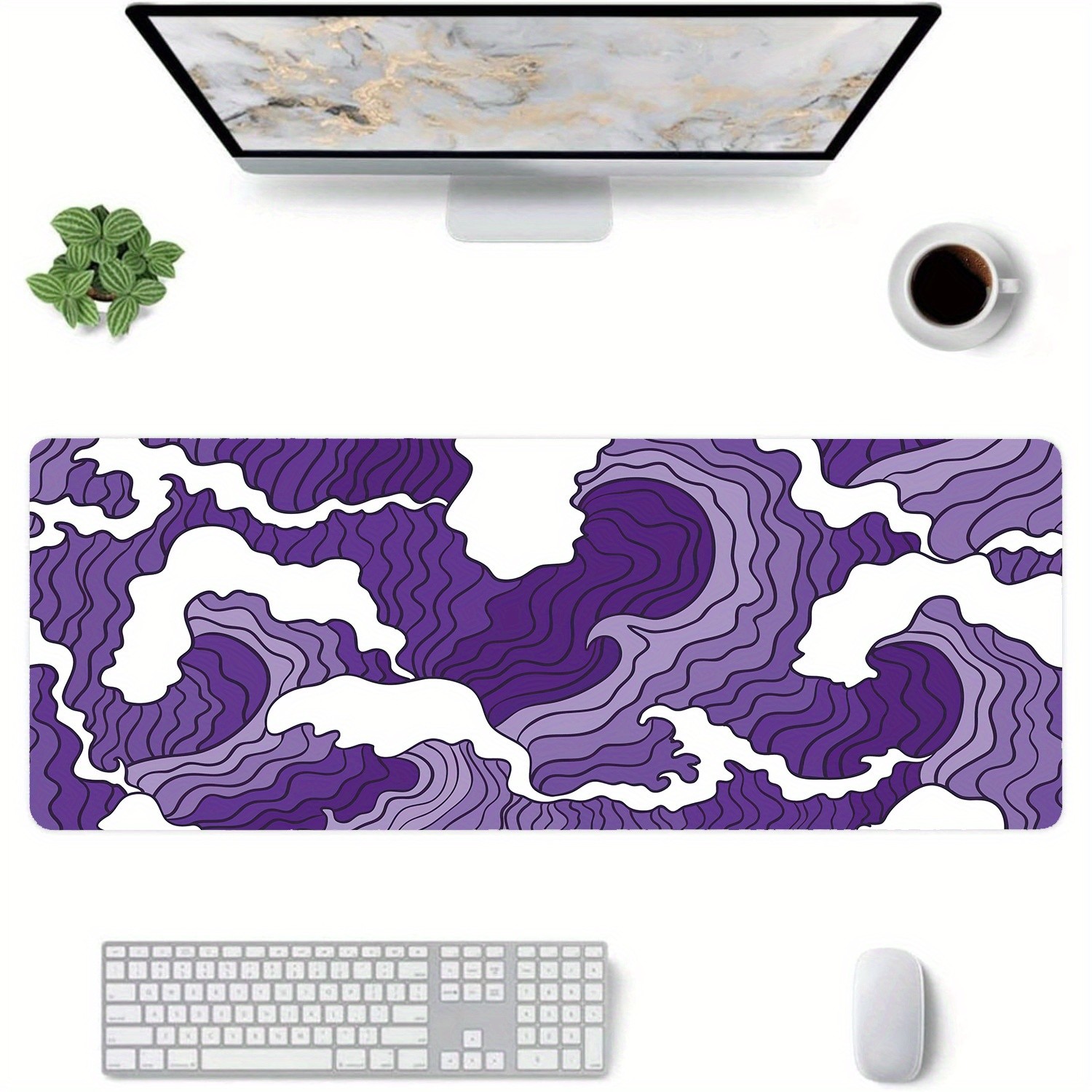 Large XXL Gaming Mouse Pad with Stitched Edges, Full-Size Keyboard Pad, Non-Sl