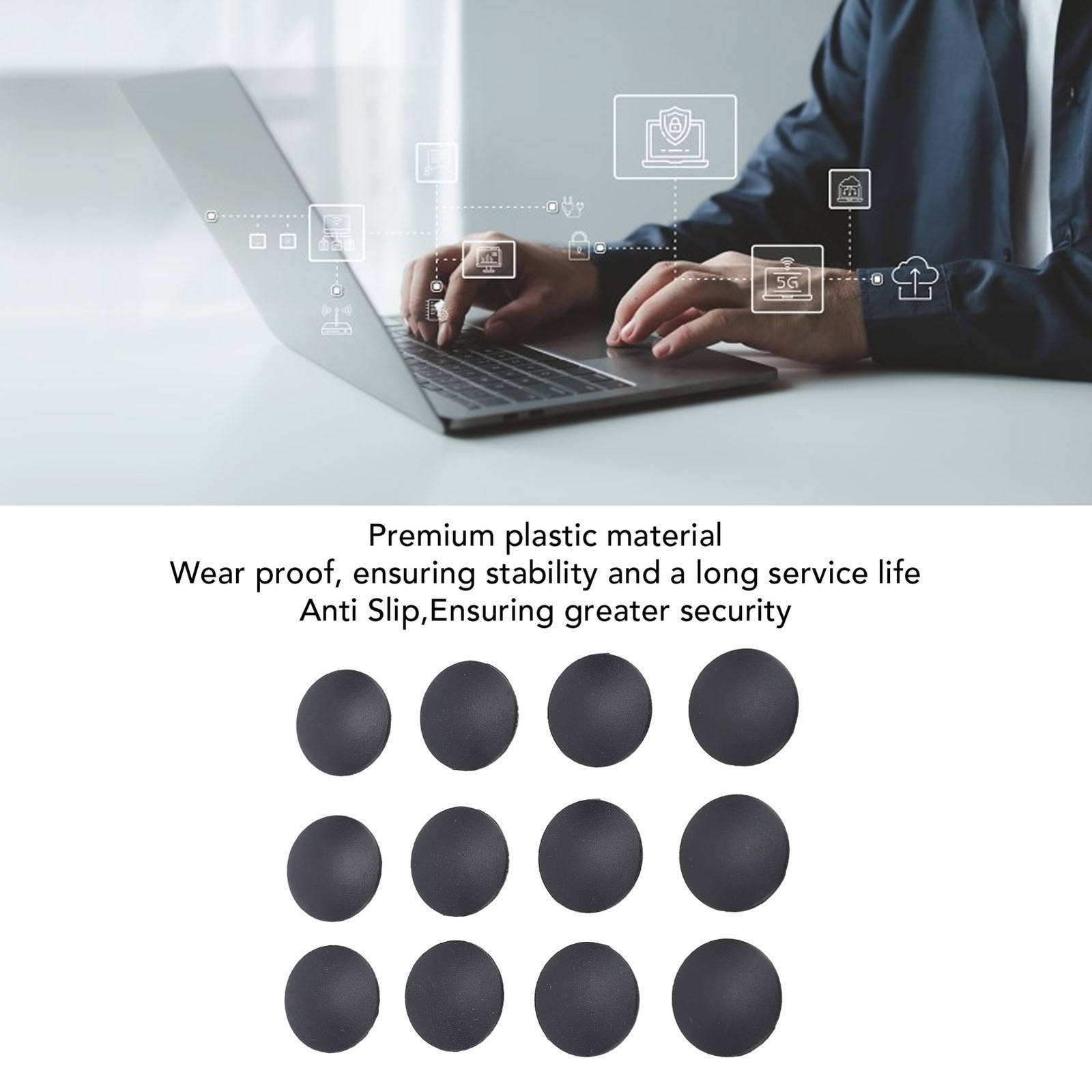 12PCS Laptop Bottom Case Feet Rubber Anti Slip Laptop Feet Replacement Foot Dots