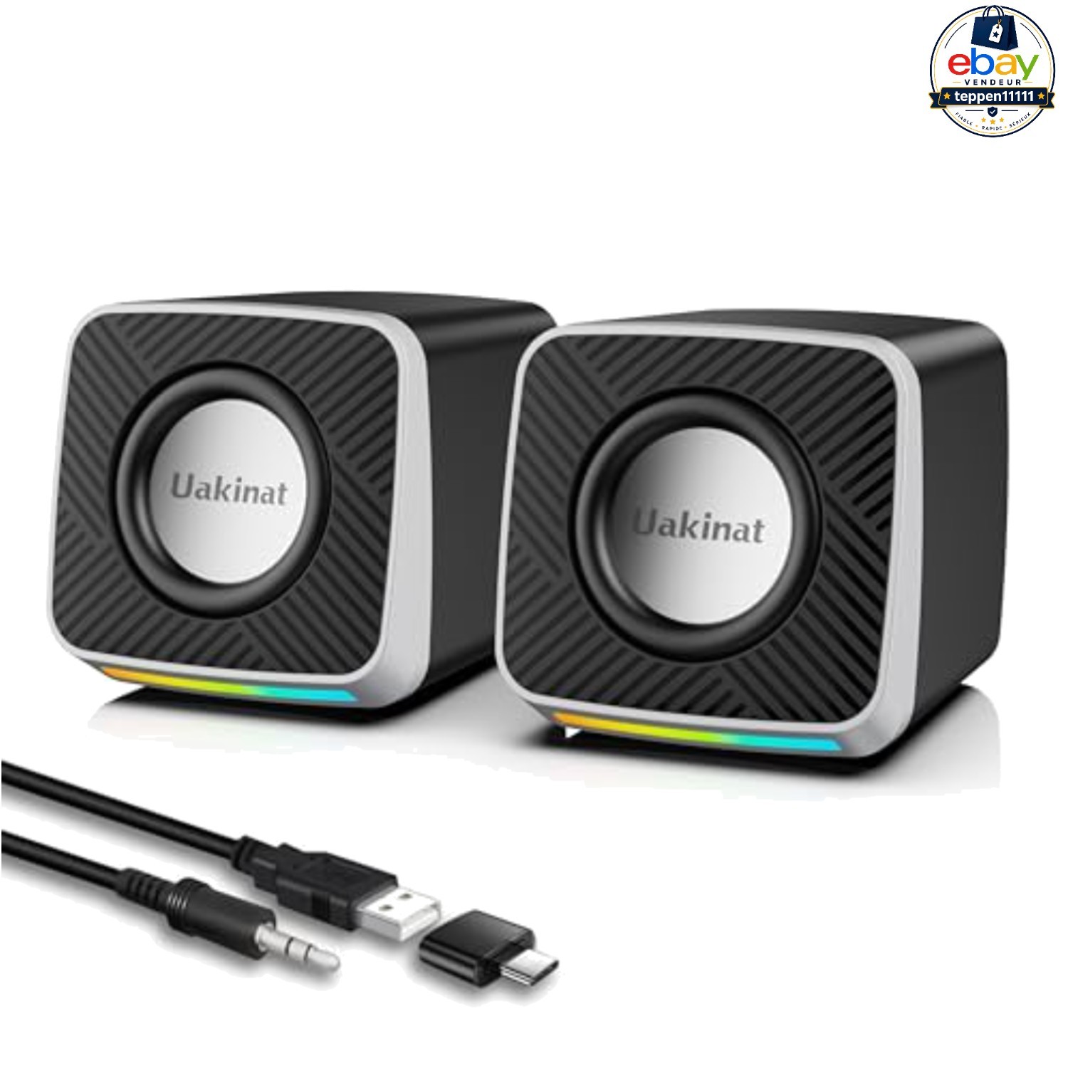 Desktop Computer Speakers USB Powered 2x3W Stereo Plug And Play 3.5mm AUX