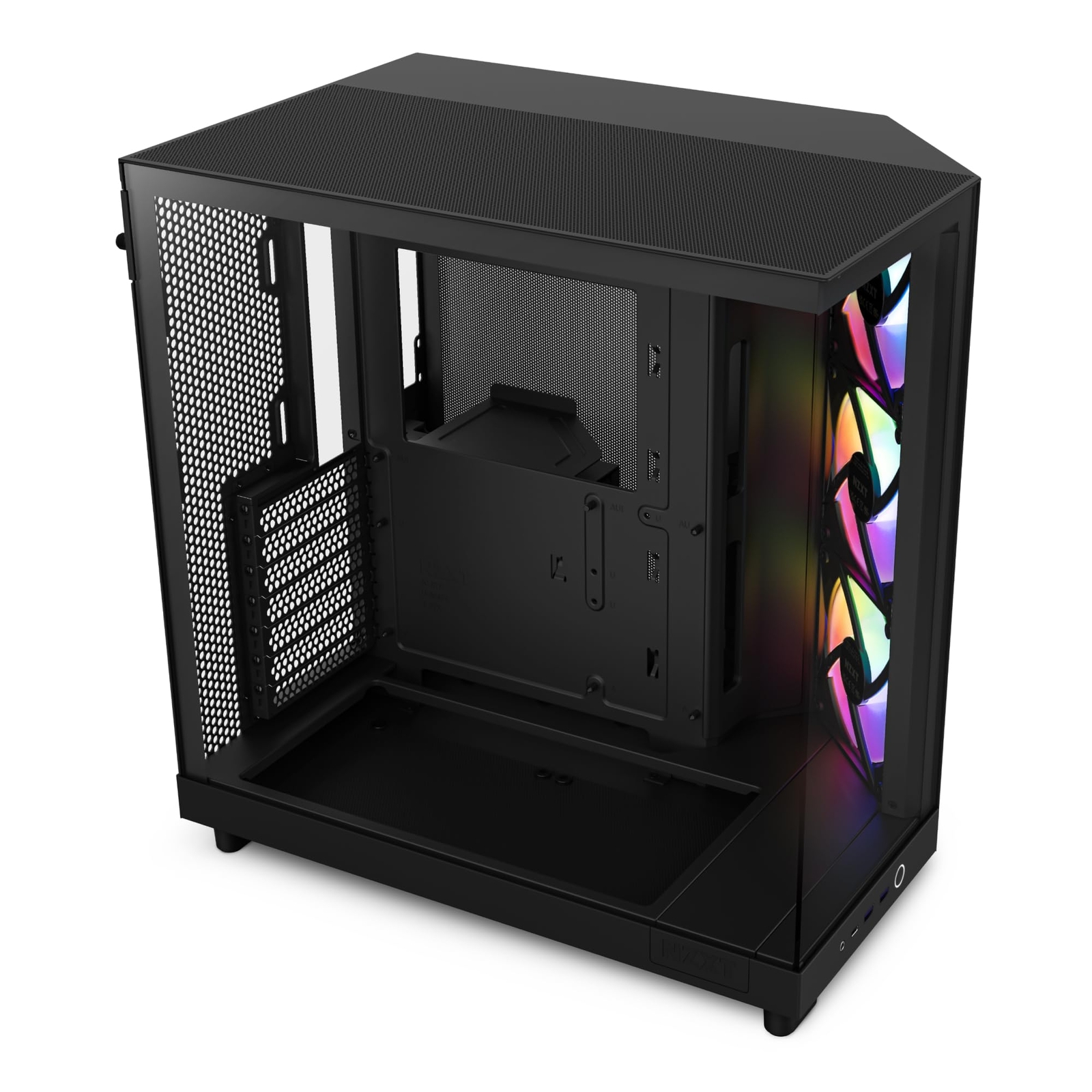 H6 Flow RGB Black Computer Chassis Dual Chamber Design with Glass Panels
