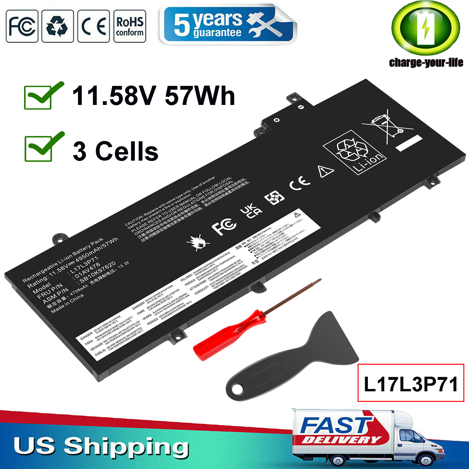 L17L3P71 L17M3P71 Battery for Lenovo ThinkPad T480s SB10K97620 01AV478 01AV480 