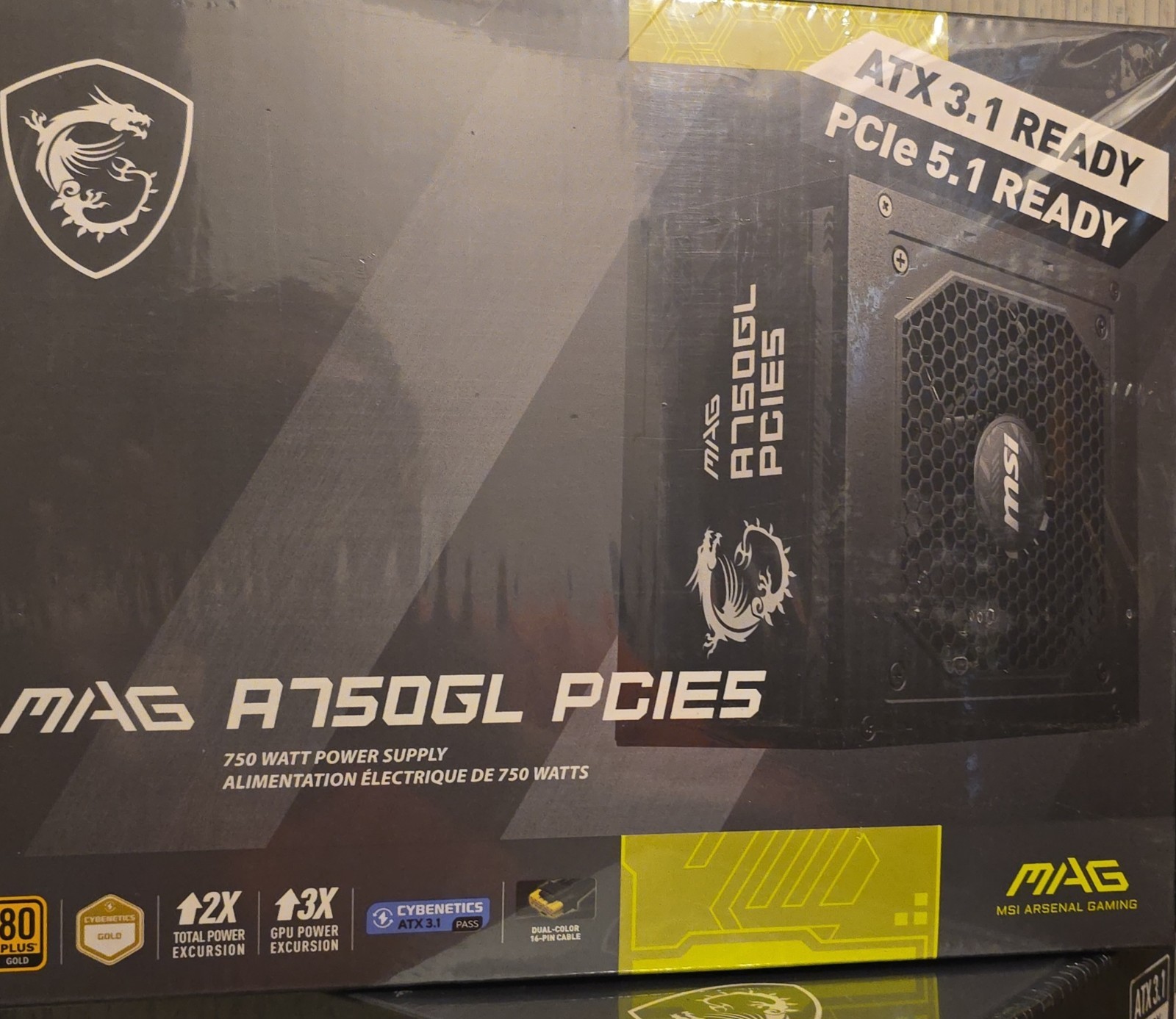 MSI MAG A750GL PCIE5 750W 80 Plus Gold Full Modular Power Supply - New Sealed