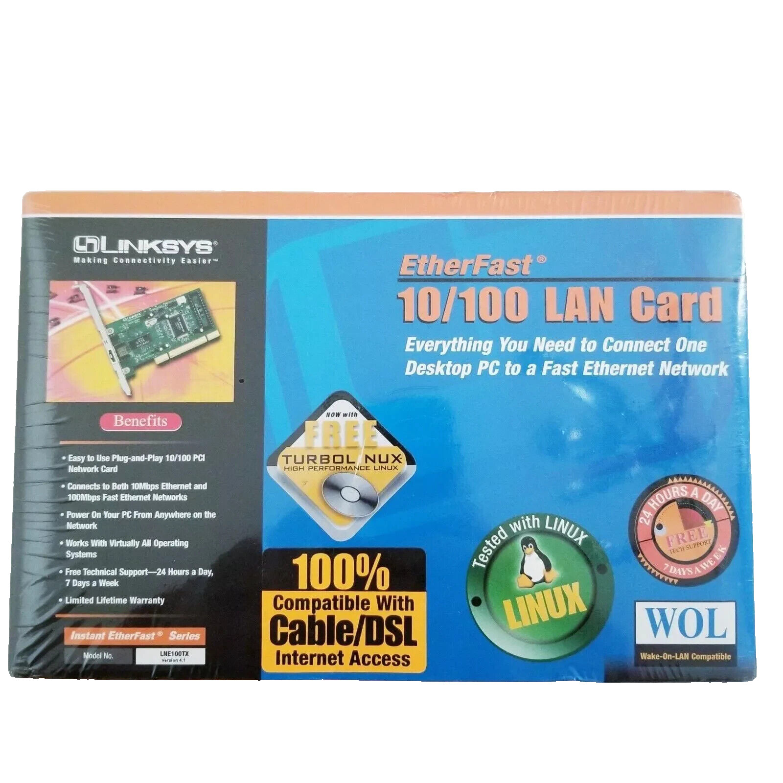 Linksys EtherFast 10/100 Lan Card Instant WOL Model LNE100TX Version 4.1