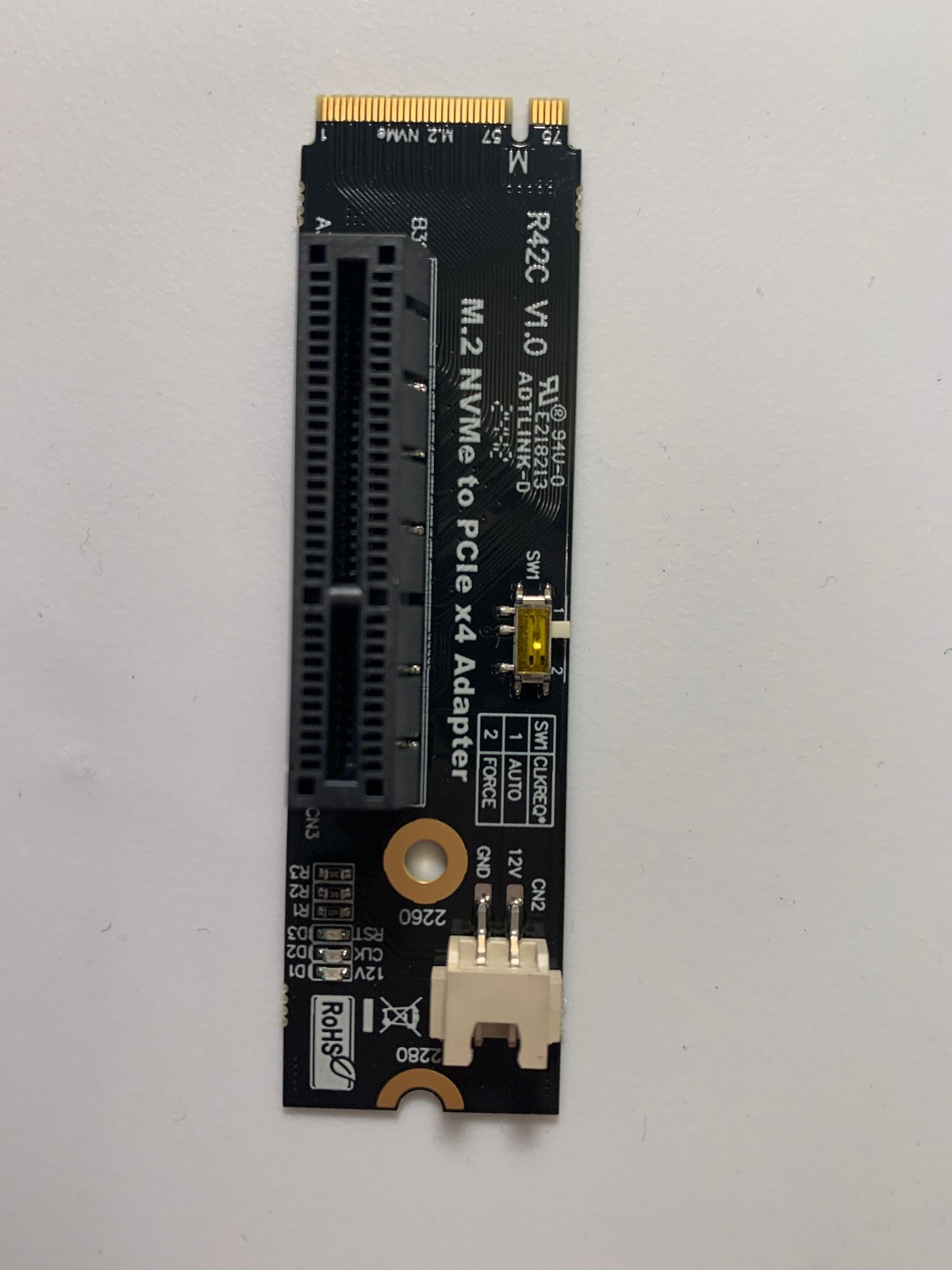 ADT PCIe 4.0 M.2 Key-M to PCI-E X4 X16 Riser Adapter Card SATA Power Adapter