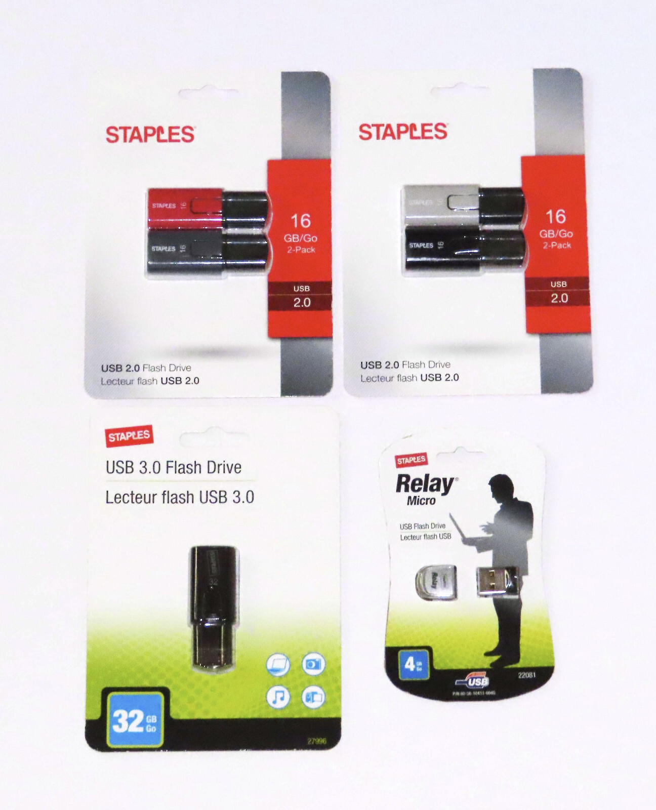 Staples Brand High-Quality Flash Drives (6 Drives, Mixed Lot) — Brand NEW