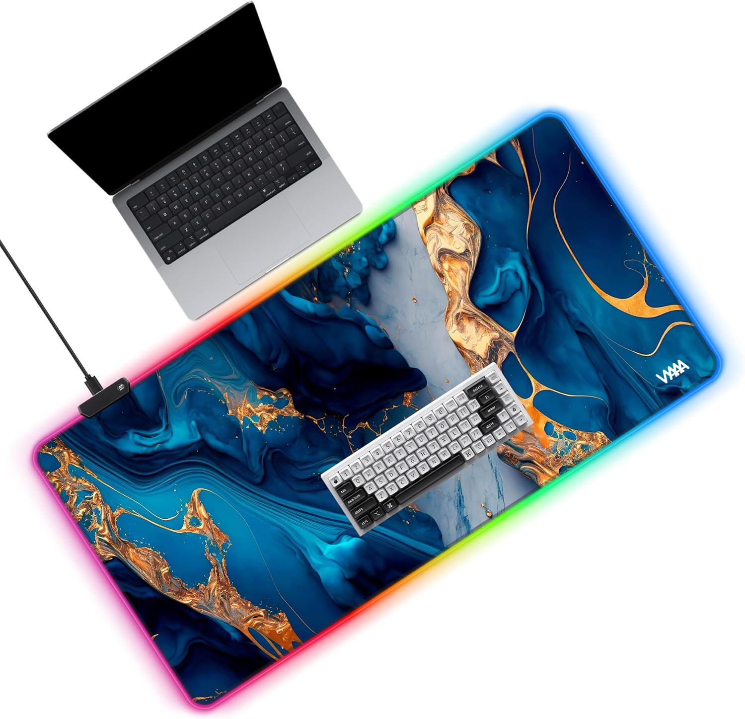 39.3“ X 19.7”Gaming Large Mouse Pad for Keyboard and Mouse, LED Mouse Mat, Non-S