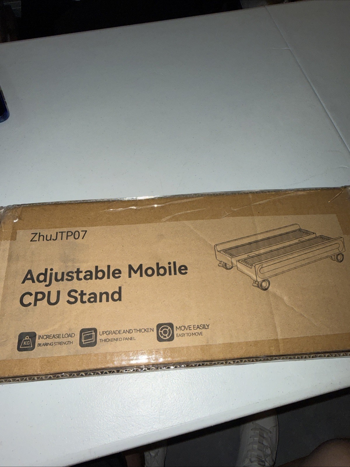 Adjustable Mobile CPU Stand with Ventilation and Casters Fits Most PCs Black