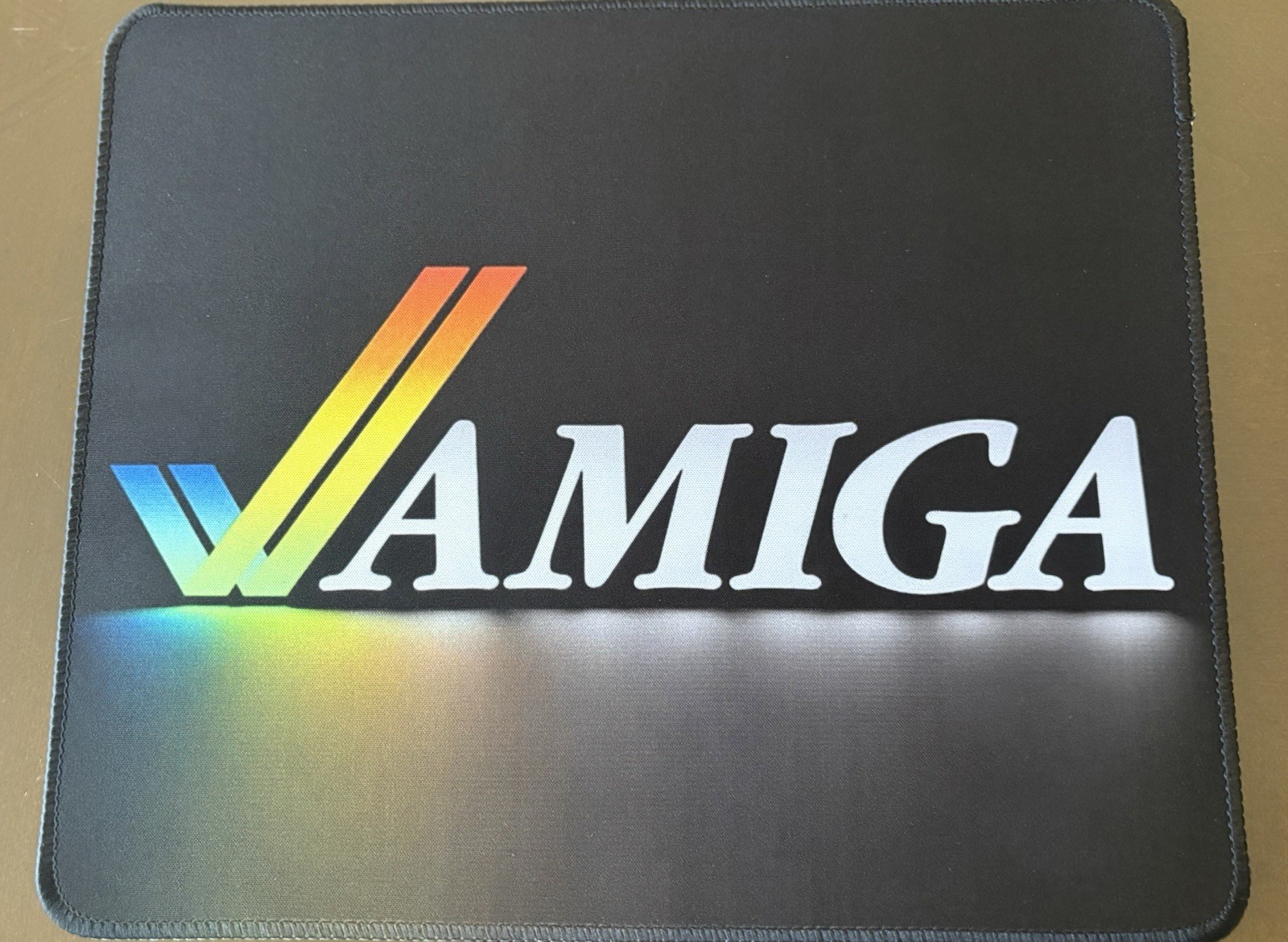Amiga Retro Computer Mouse Pad 11.8” x 9.8” Black Rainbow Logo Gaming Mat