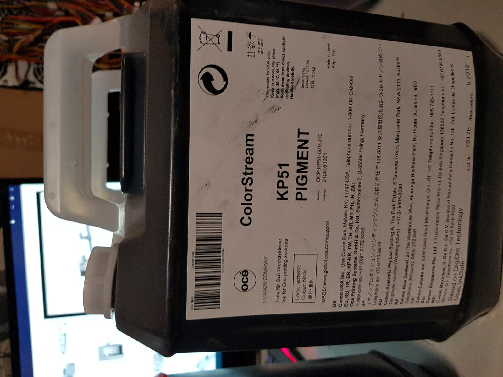Oce ColorStream KP51 Pigment Ink Black 5.5kg OCP-KP51-G79-J10 EXP 2023