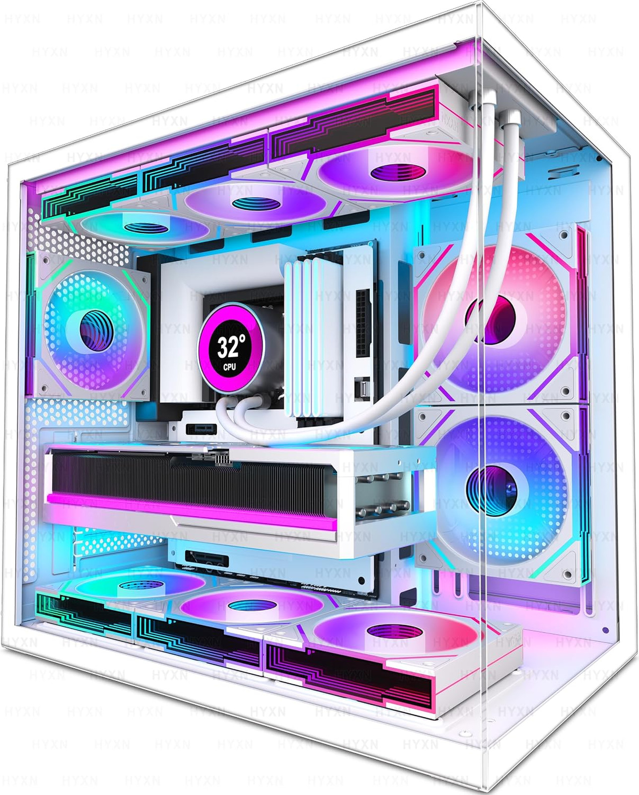 H3 ATX PC Case - Pre-Installed with 6 Infinity Mirror PWM ARGB Fans - Compact