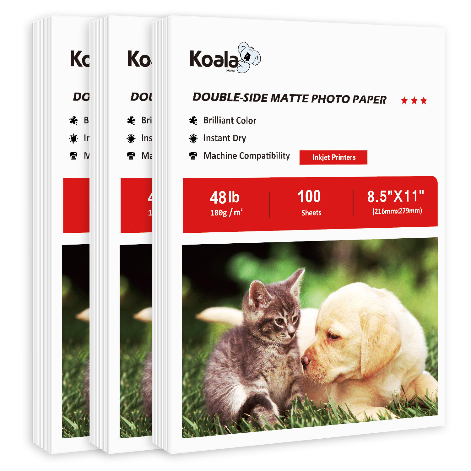 300 Koala Double Sided Matte Photo Paper 8.5x11 48lb 10Mil Inkjet Printer Epsn.