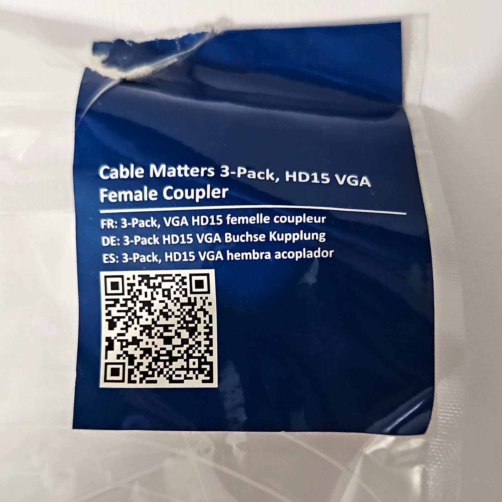 Cable Matters HD15 VGA Female to Female Coupler Adapter 3-Pack 113016x3