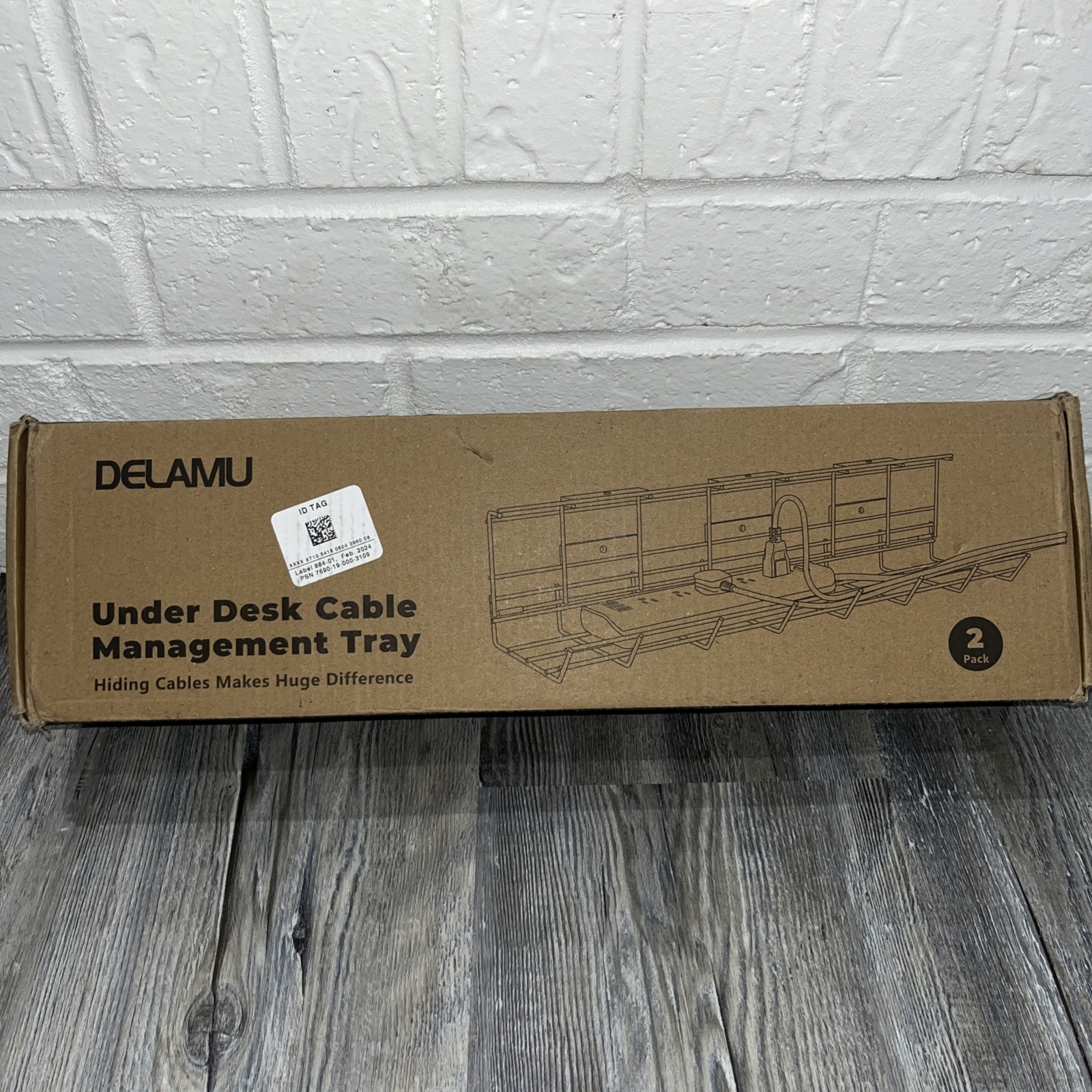 2 Pack DELAMU Under Desk Cable Management Tray, Large Metal Cord Organizer