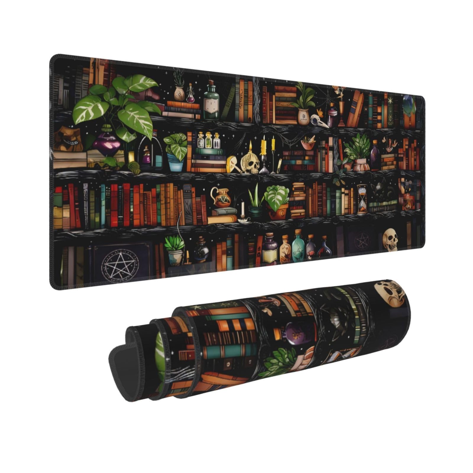 31.5x11.8 Inch Forest Library Book Gaming Mouse Pad XL Nonslip Computer Mat