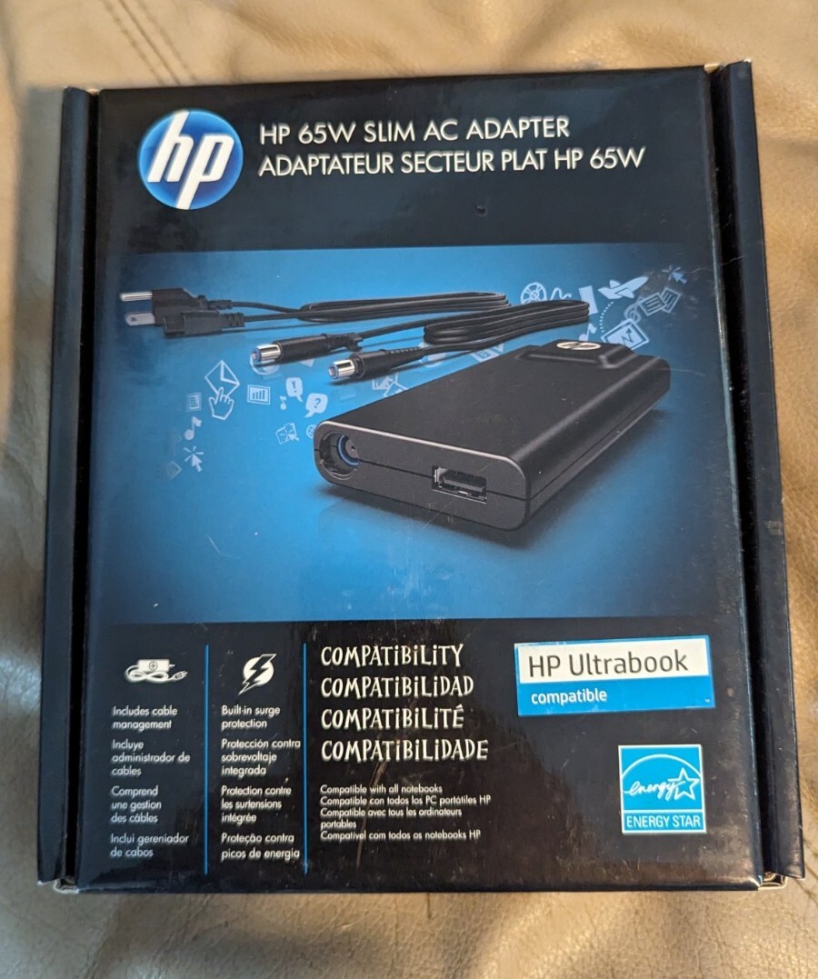 HP 65W SLIM AC ADAPTER AX727UT#ABA NEW IN SEALED BOX