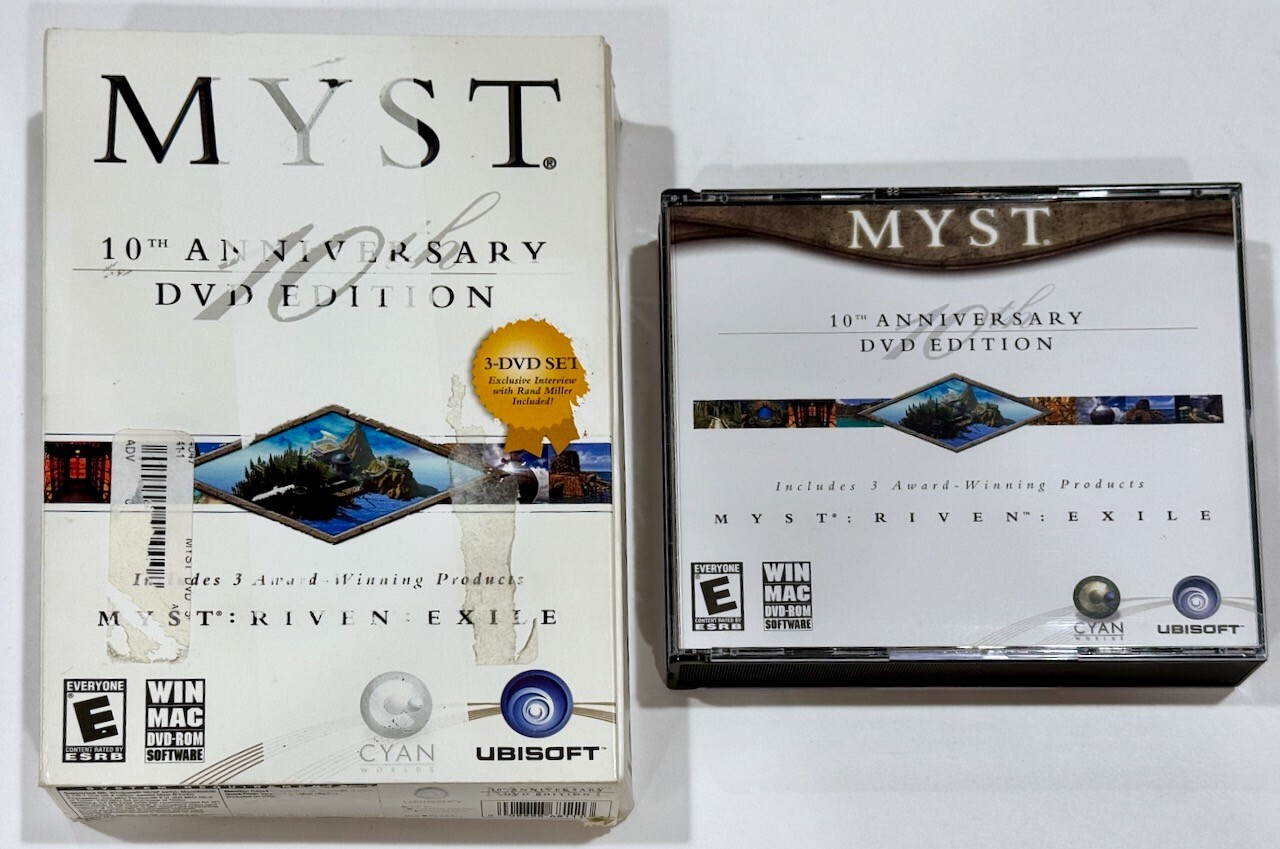 MYST 10th Anniversary DVD Edition: MYST, Riven, and Exile WIN/MAC DVDs *RARE*