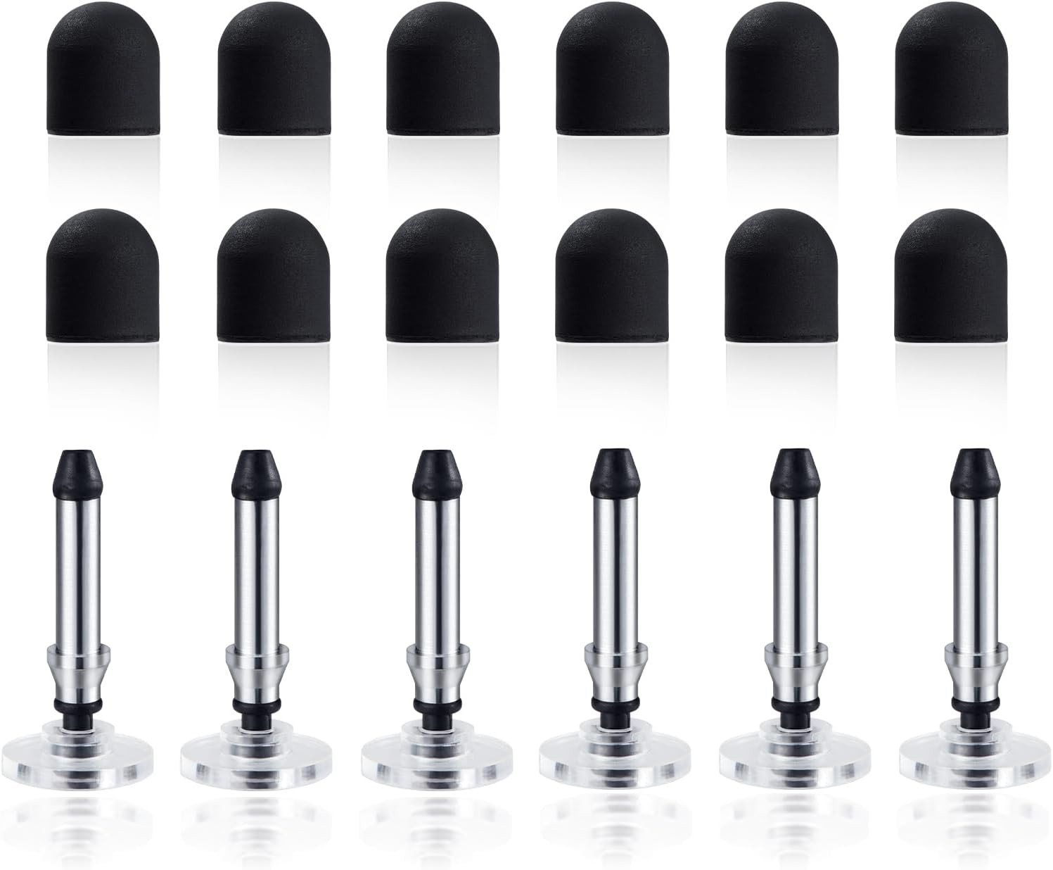 12Pcs Rubber Tips 0.26Inch and 6 Pcs Transparent Stylus Disc for Stylus Pens, Hi
