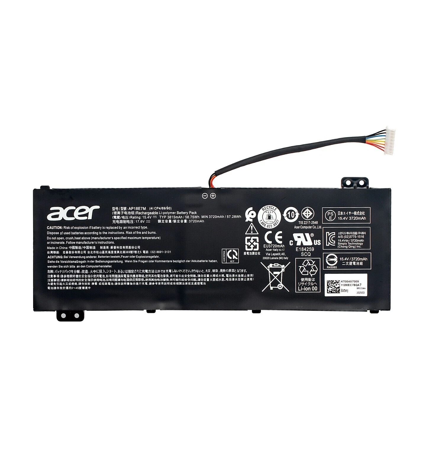 Genuine 58.75Wh AP18E7M Battery For Acer Nitro 5 AN515-54 Acer Nitro 7 AN715-51