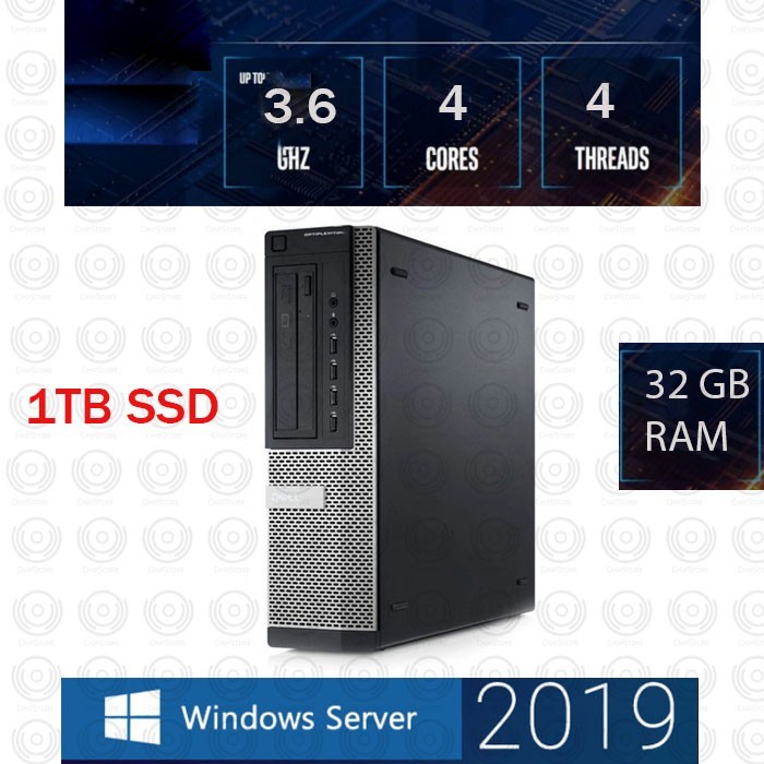 Dell QUAD CORE 32GB RAM 1TB SSD Window server 2019
