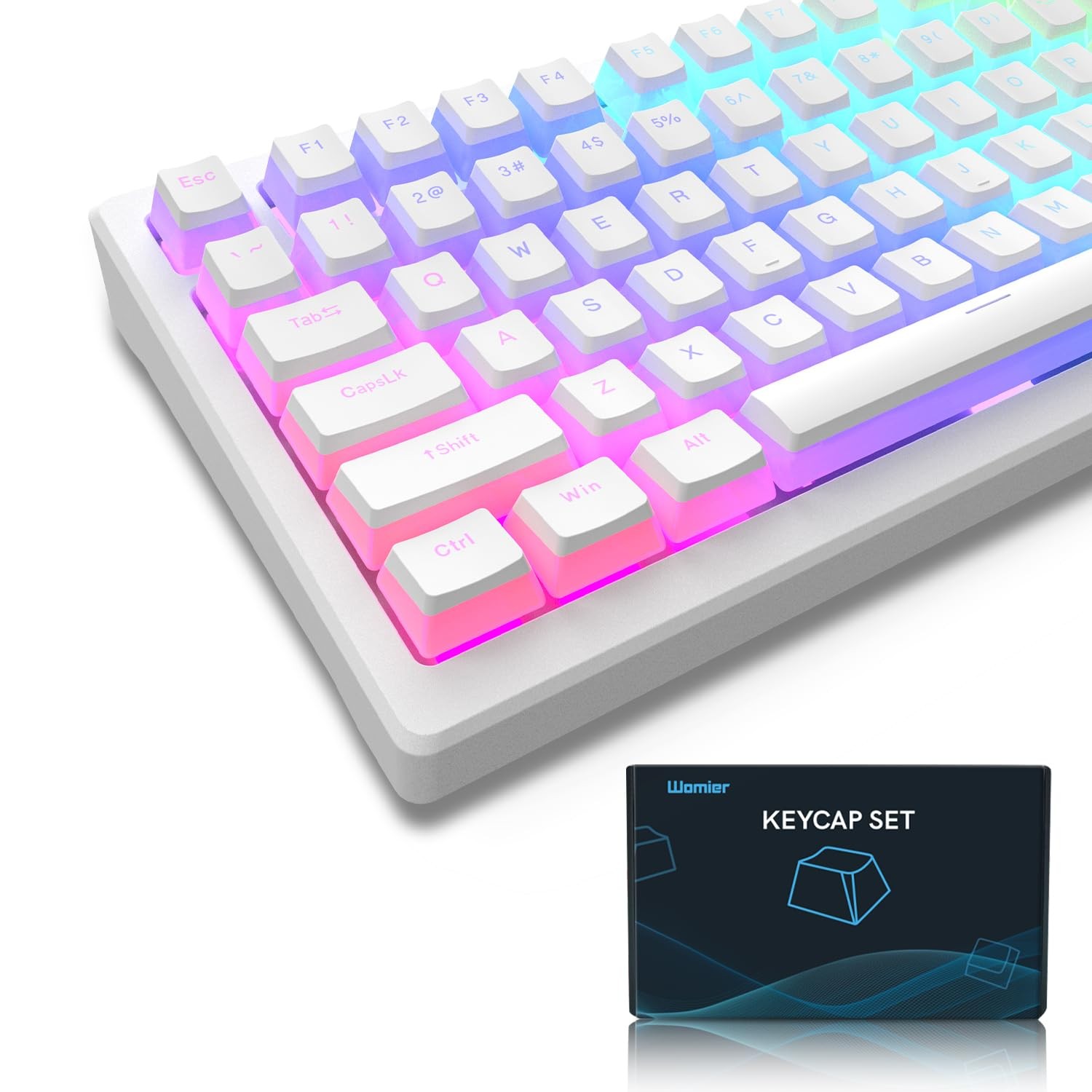 165 PCS White Pudding PBT Shine Through Keycaps OEM Profile Fits 60100%