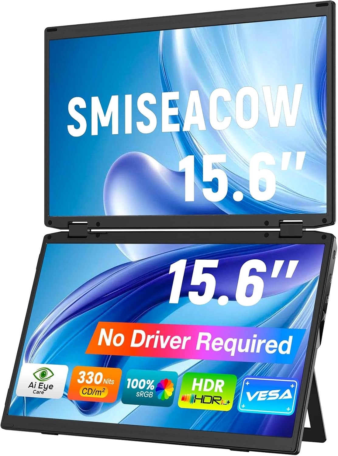 SMISEACOW Laptop Screen Extender 15.6" IPS 1080P Triple Portable Monitor