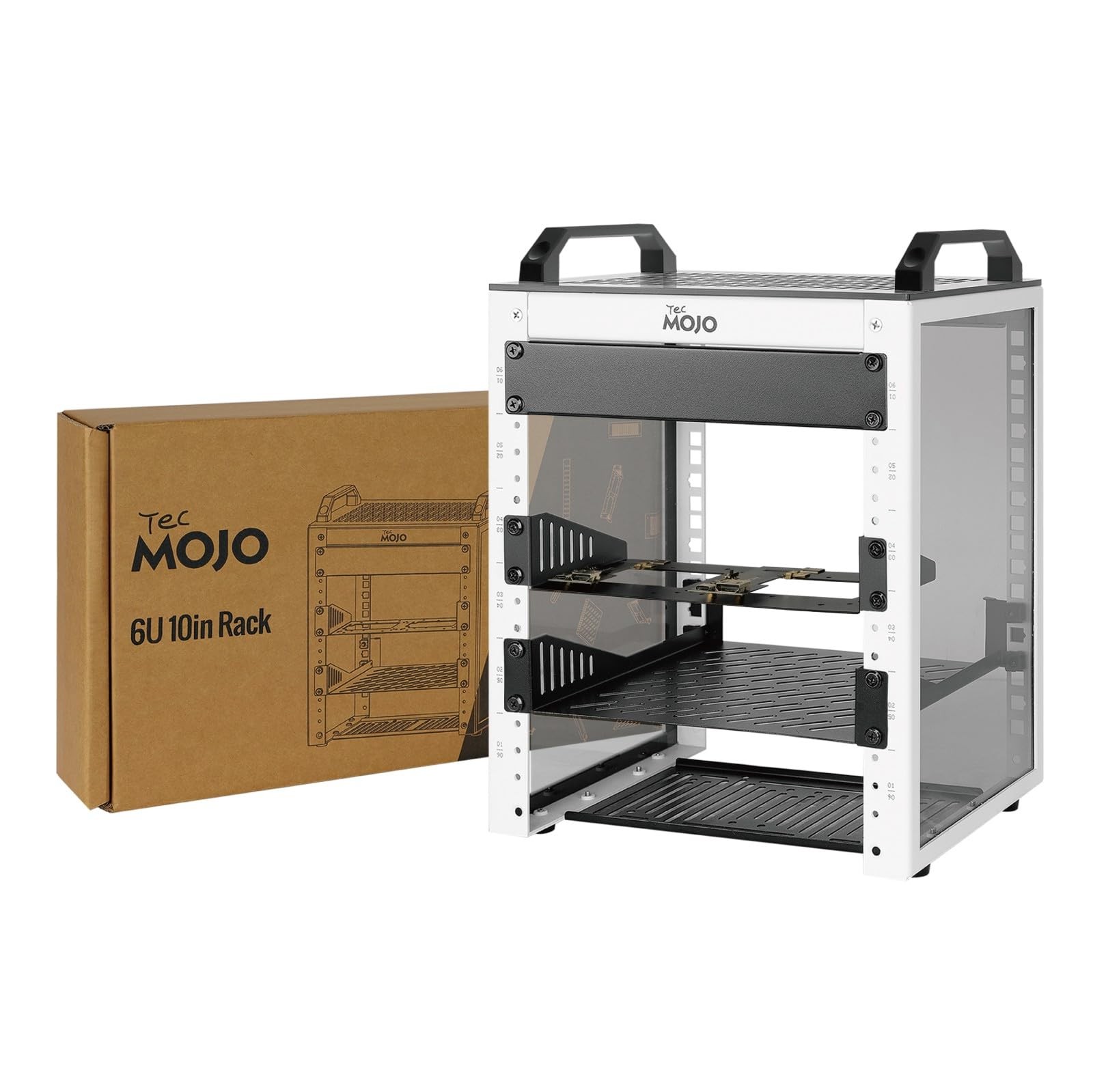 Tecmojo 6U Network Rack, 10 inch Mini Server Rack with 2 6U/10in/White, White